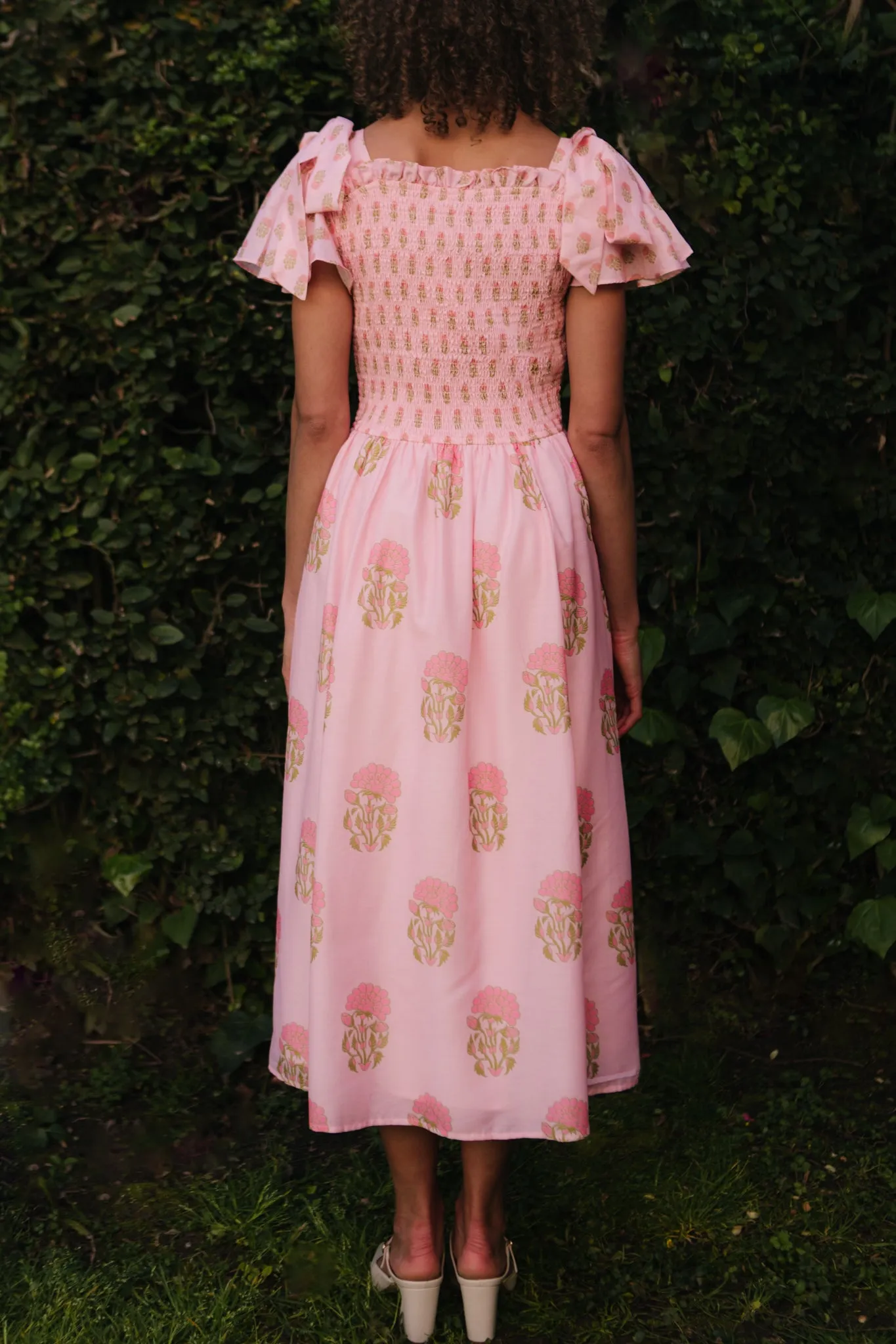 Rayna Dress in Pink Block Print