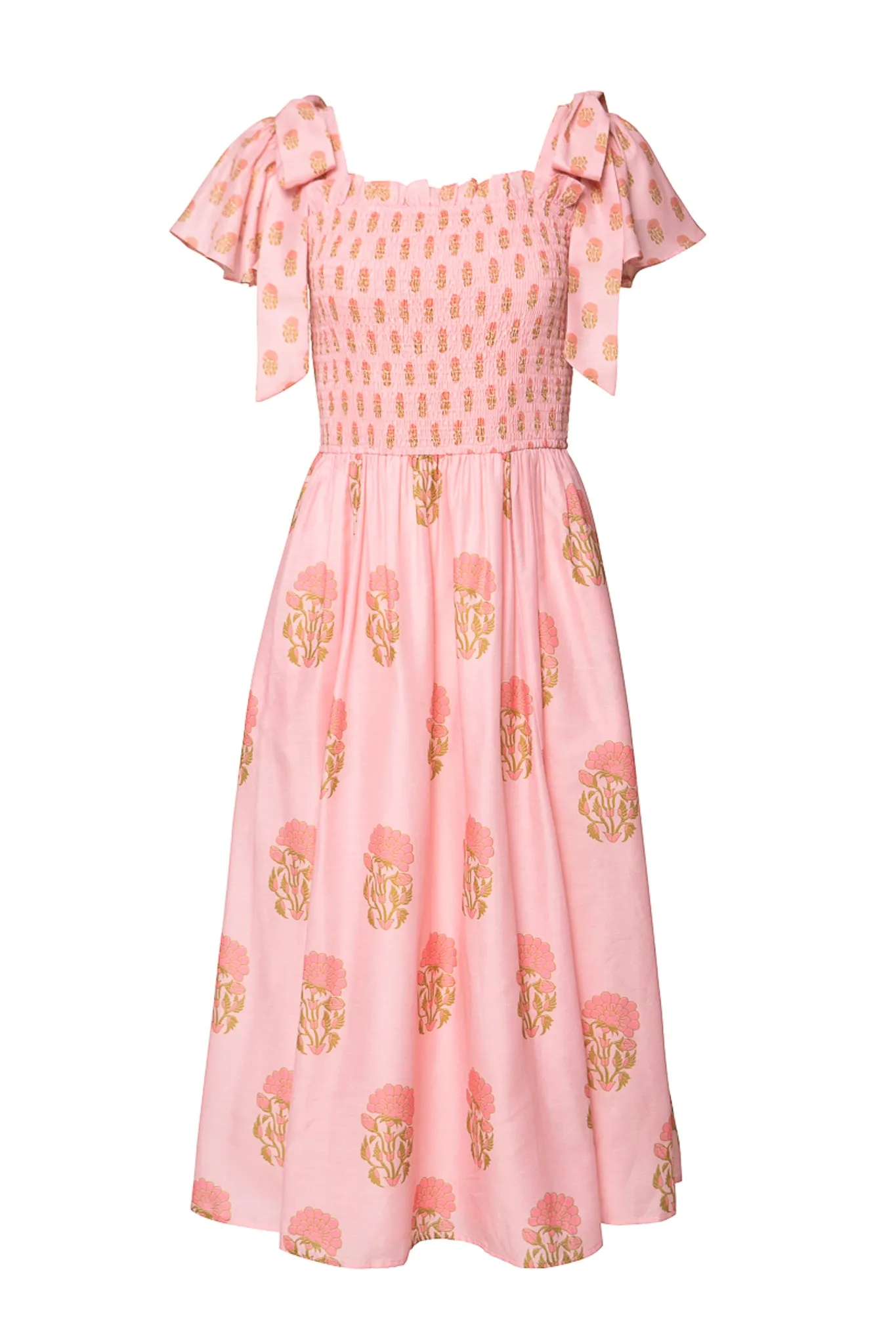 Rayna Dress in Pink Block Print