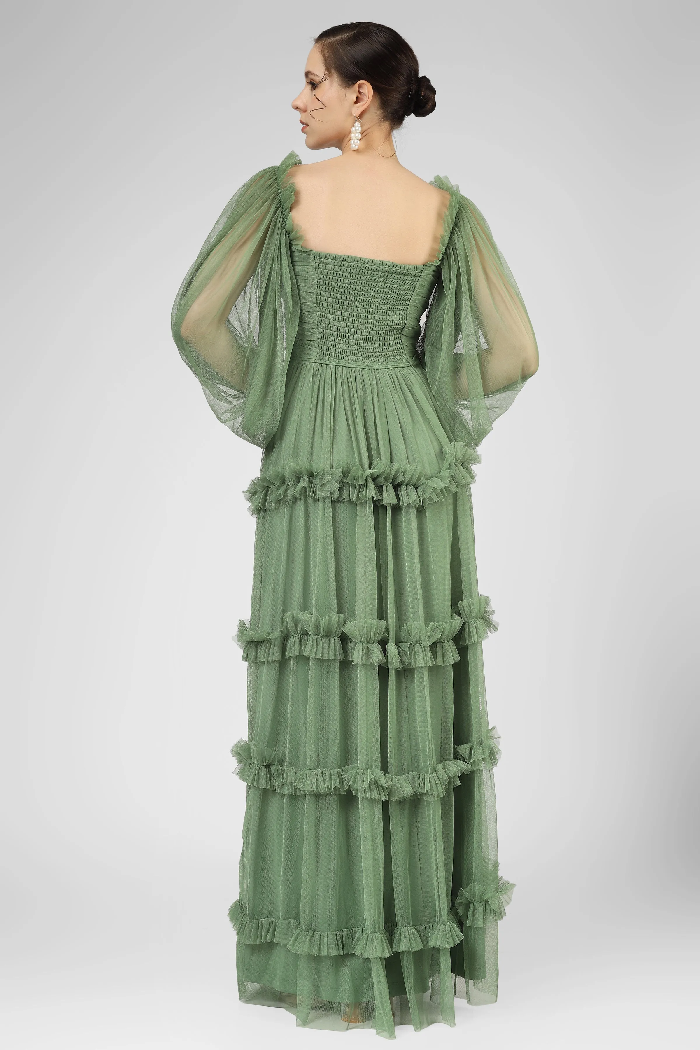 Rendi Olive Green Tulle Dress