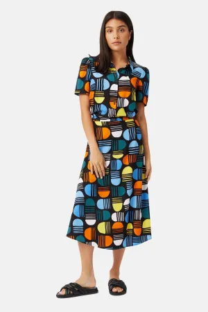 Retro Rose Midi Skirt in Black