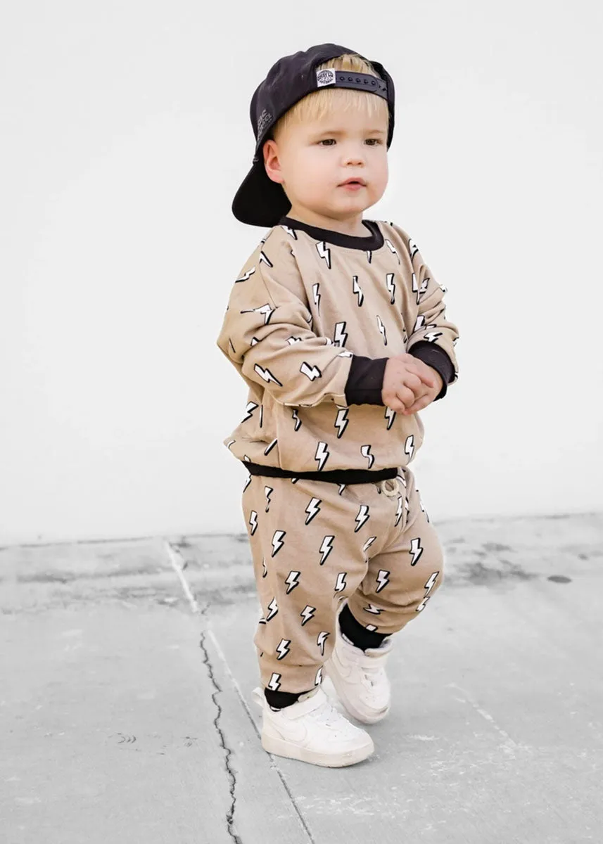 Ringer Jogger Set - Latte Bolts