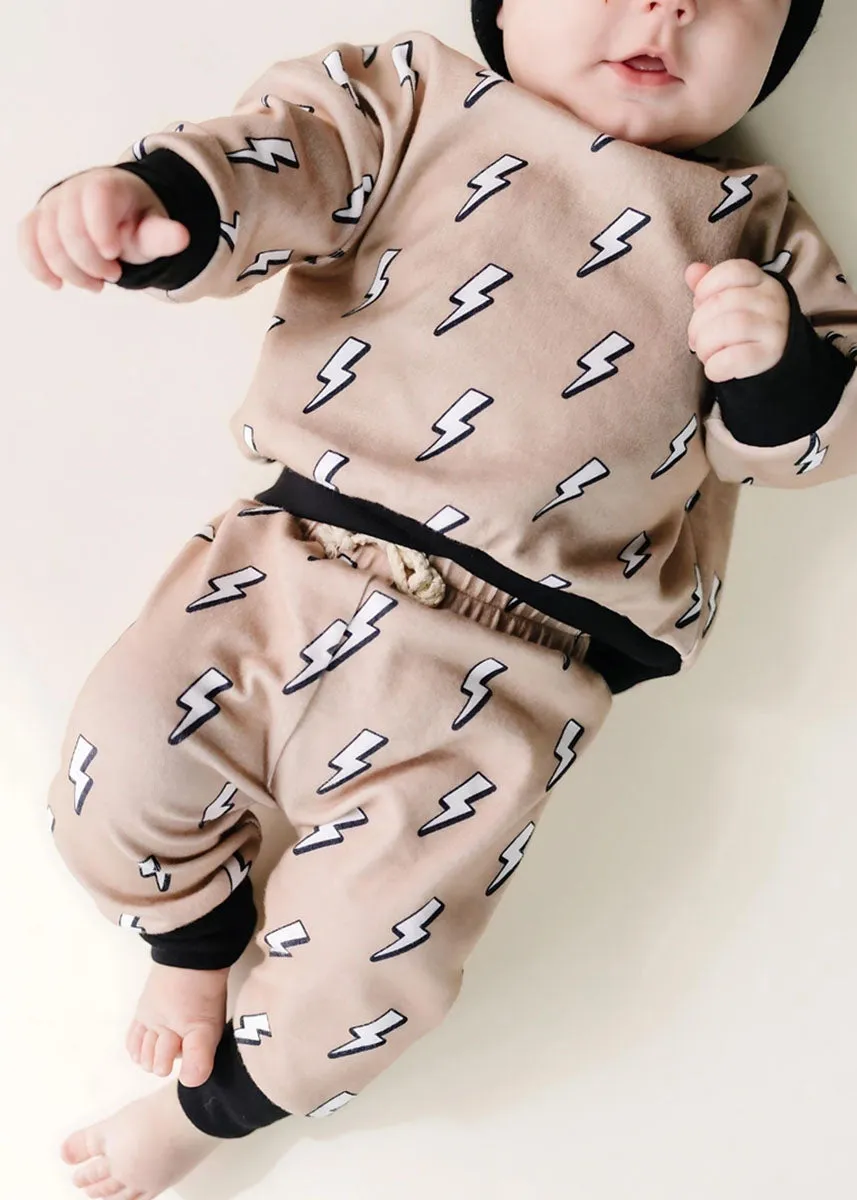 Ringer Jogger Set - Latte Bolts