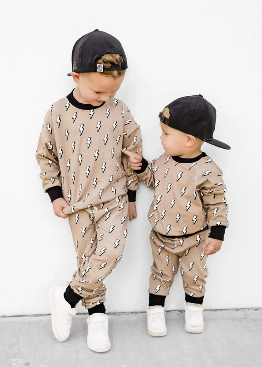 Ringer Jogger Set - Latte Bolts