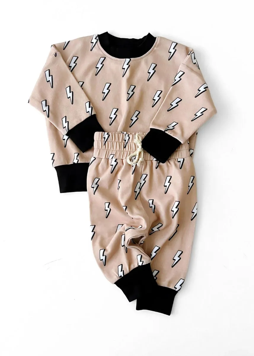 Ringer Jogger Set - Latte Bolts
