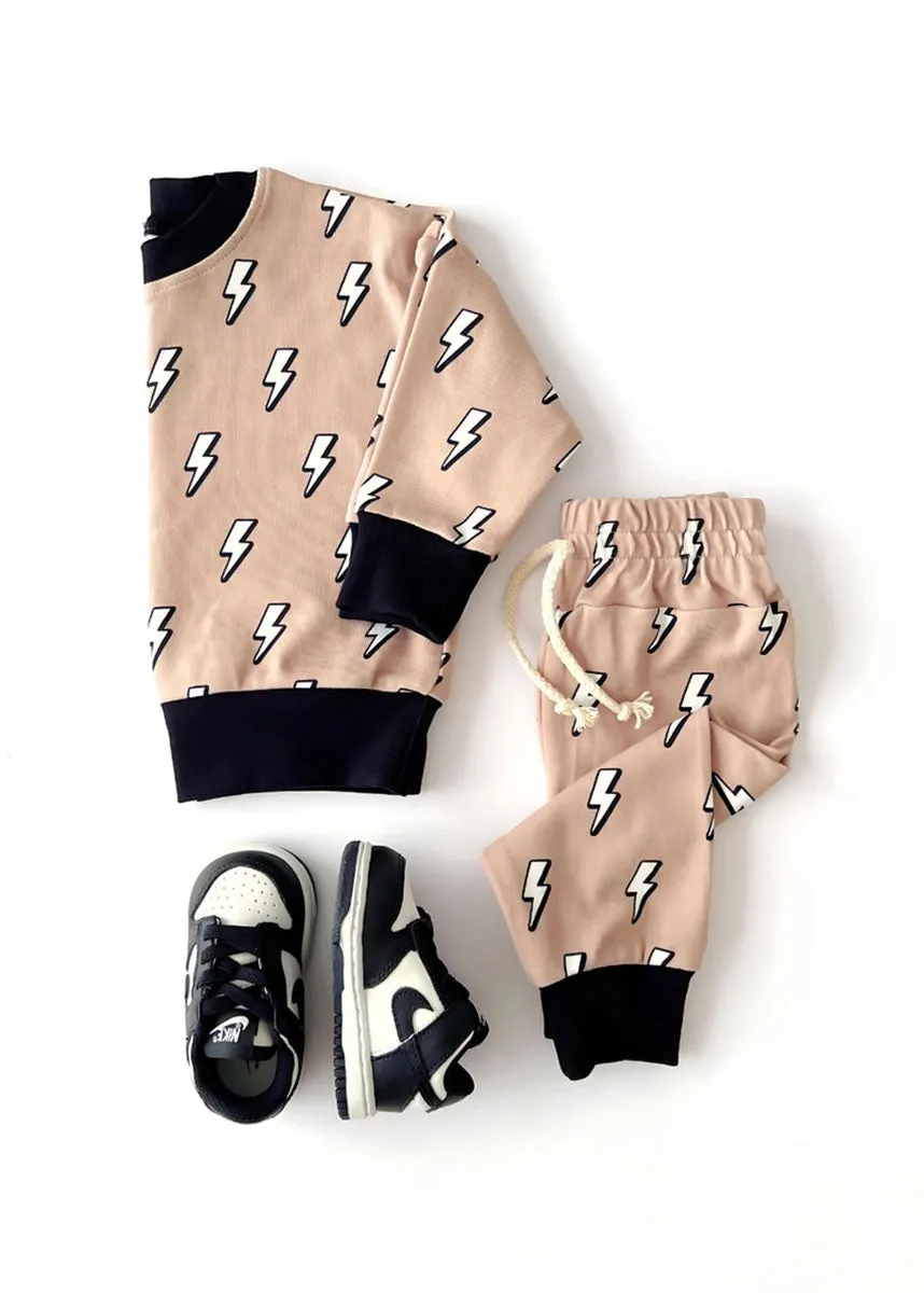 Ringer Jogger Set - Latte Bolts