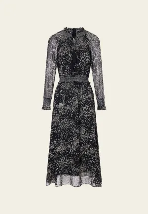 Ruffled Jacquard Chiffon Maxi Dress
