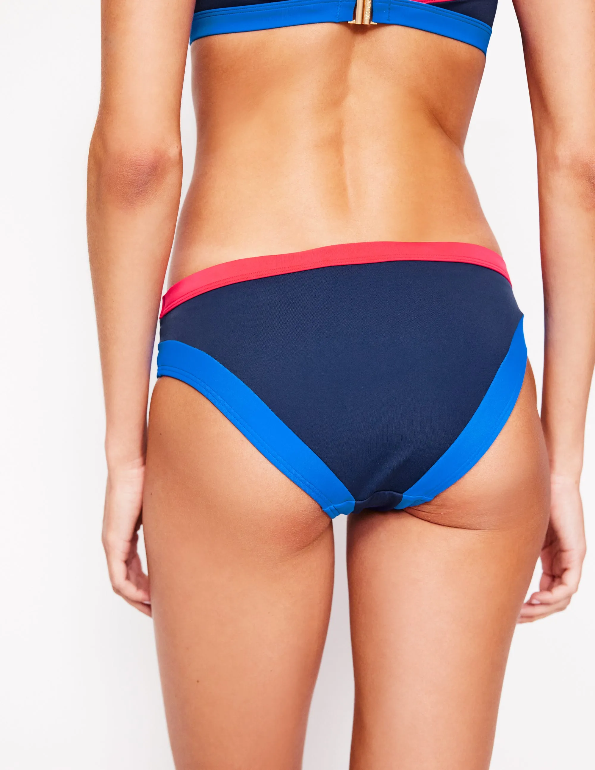 Santorini Bikini Bottoms-Navy/ Coral Punch Pink/ Blue