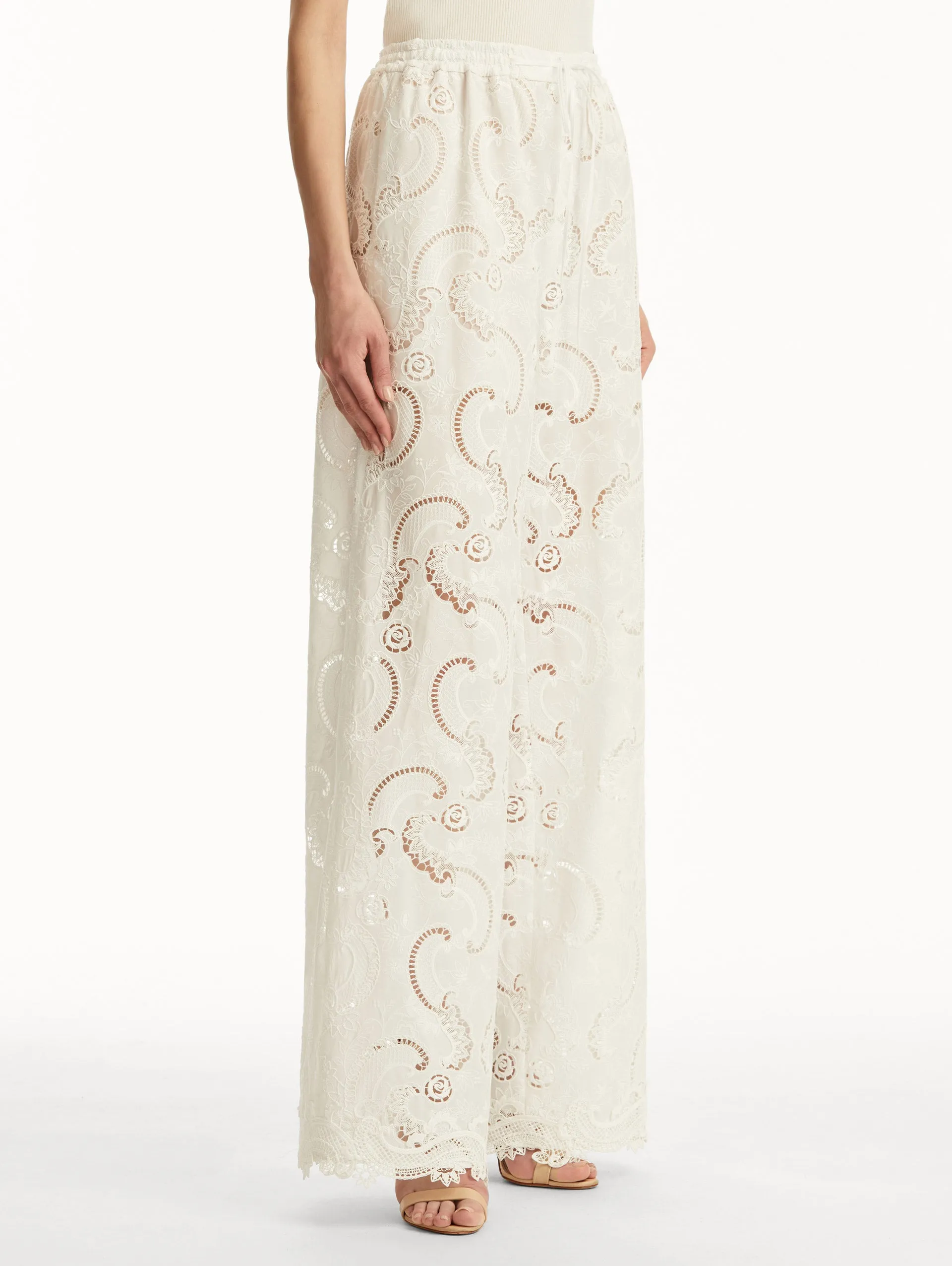 Scroll Guipure Wide Leg Pant