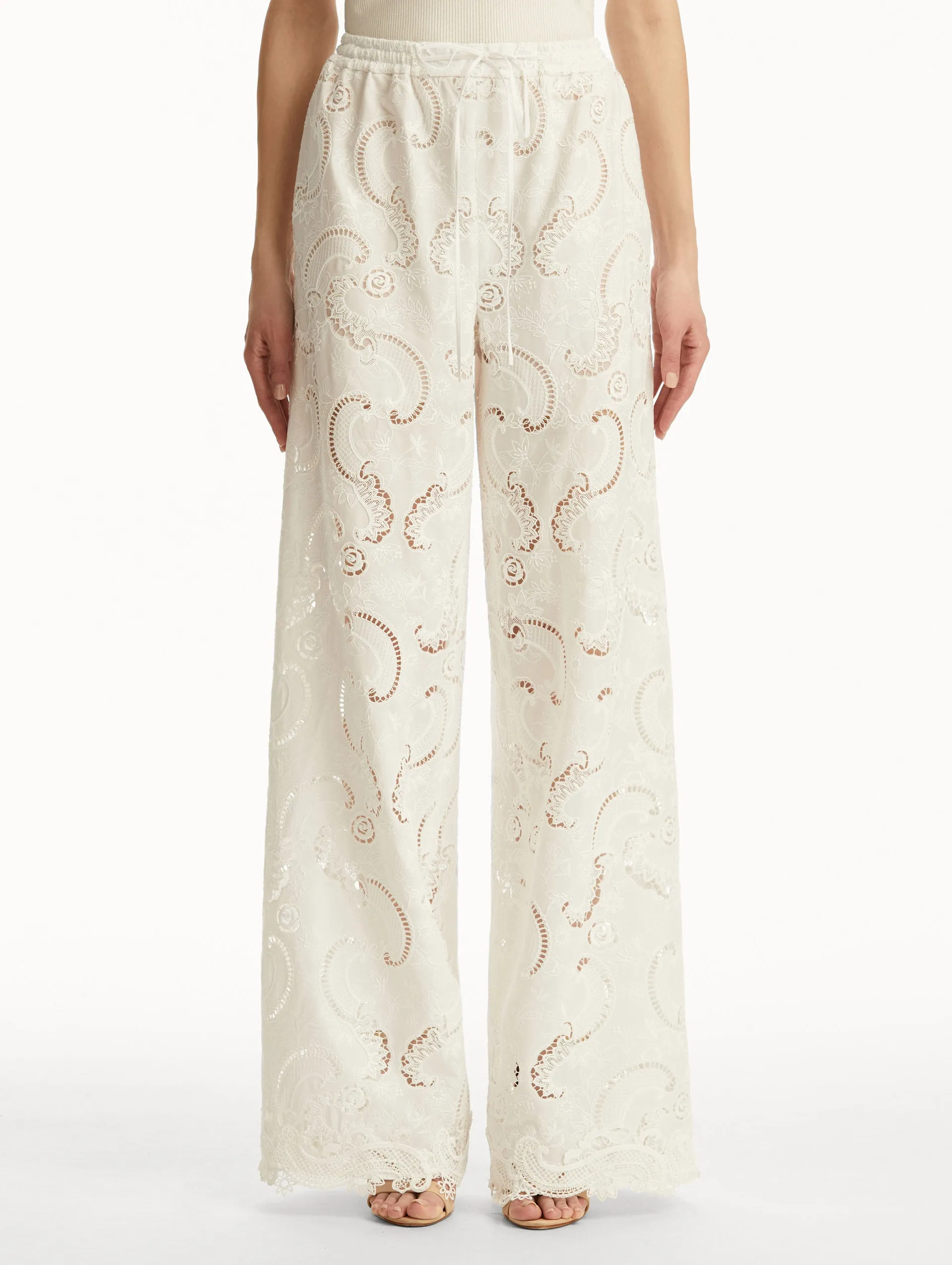Scroll Guipure Wide Leg Pant