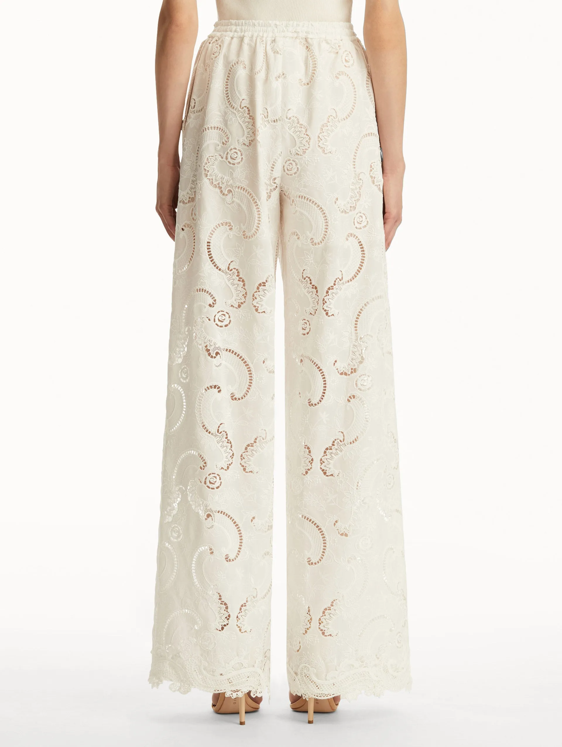 Scroll Guipure Wide Leg Pant