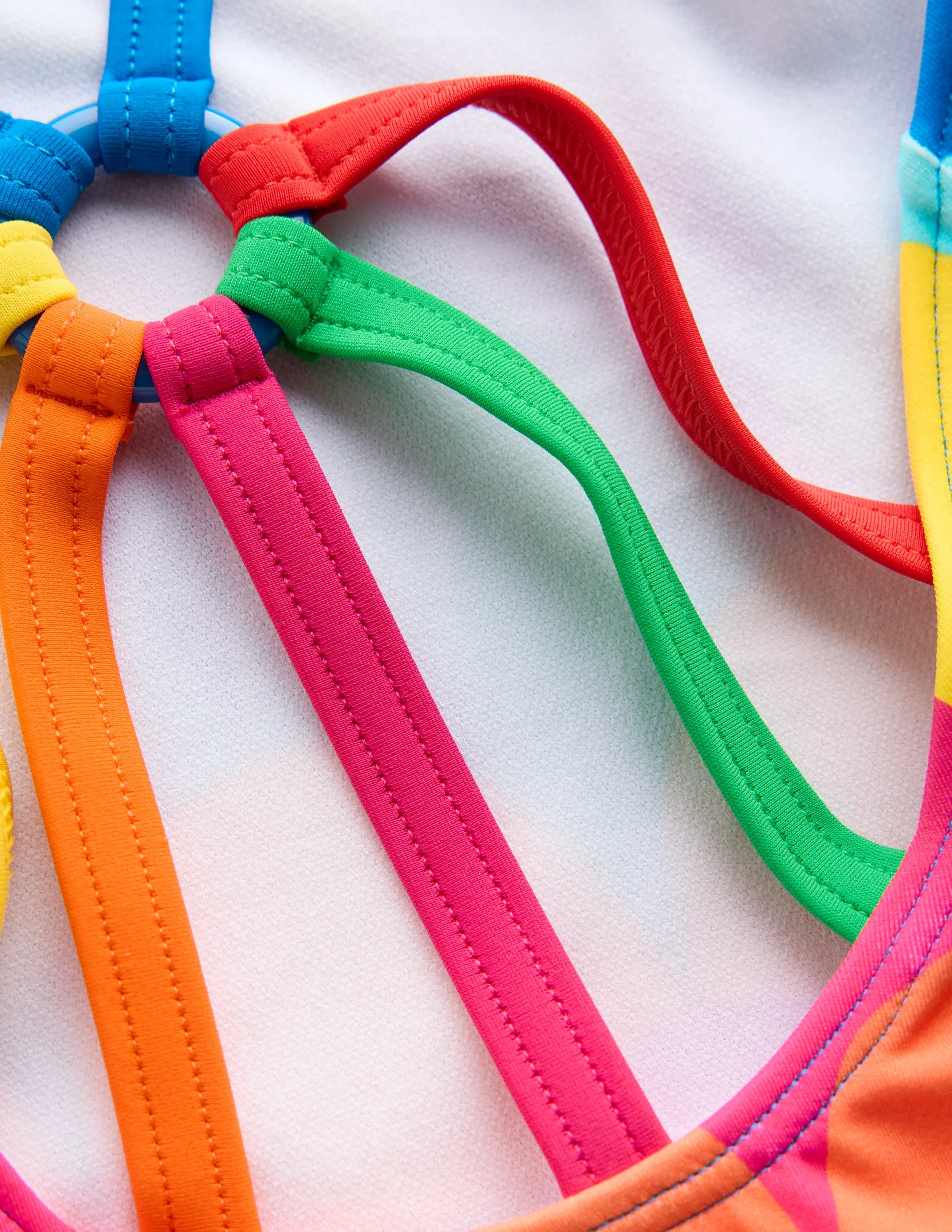 Selena Rainbow Strap Swimsuit-Multi Scallop Stripe