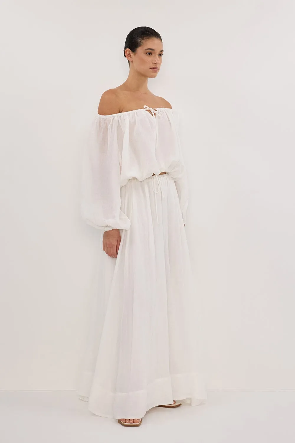 SELENE WHITE RAMIE LONG SLEEVE TOP