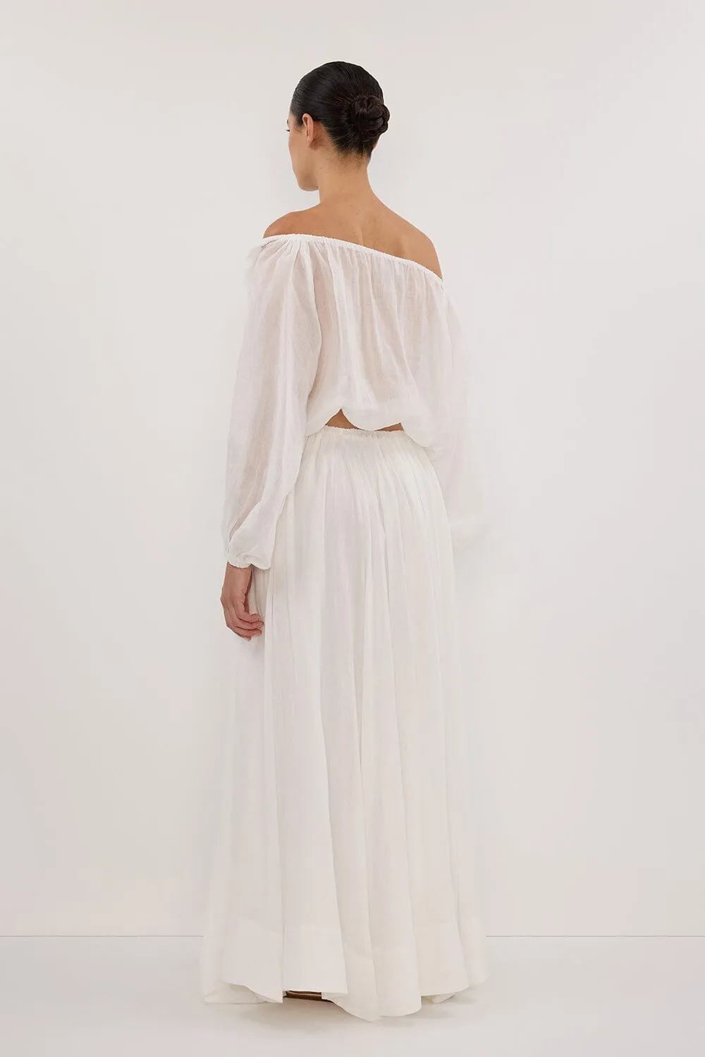 SELENE WHITE RAMIE LONG SLEEVE TOP