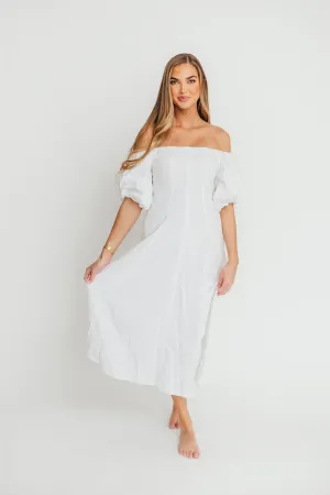 Serenity Off-The-Shoulder Midi Dress in Ivory