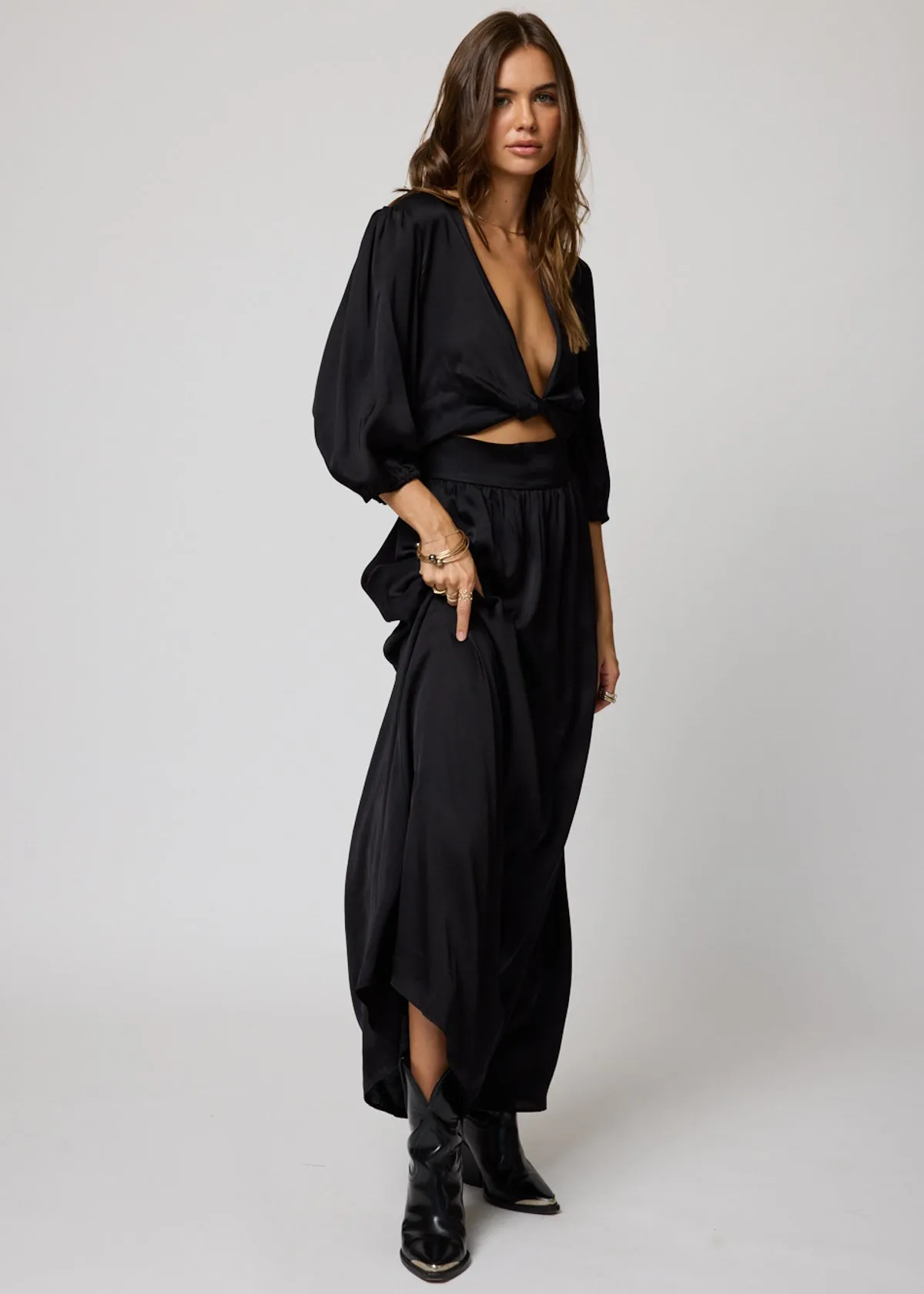 SILKY KNOT FRONT DRESS