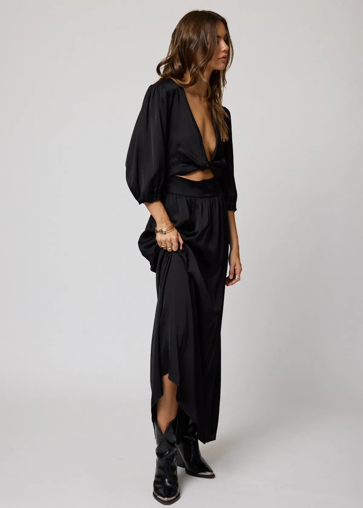 SILKY KNOT FRONT DRESS