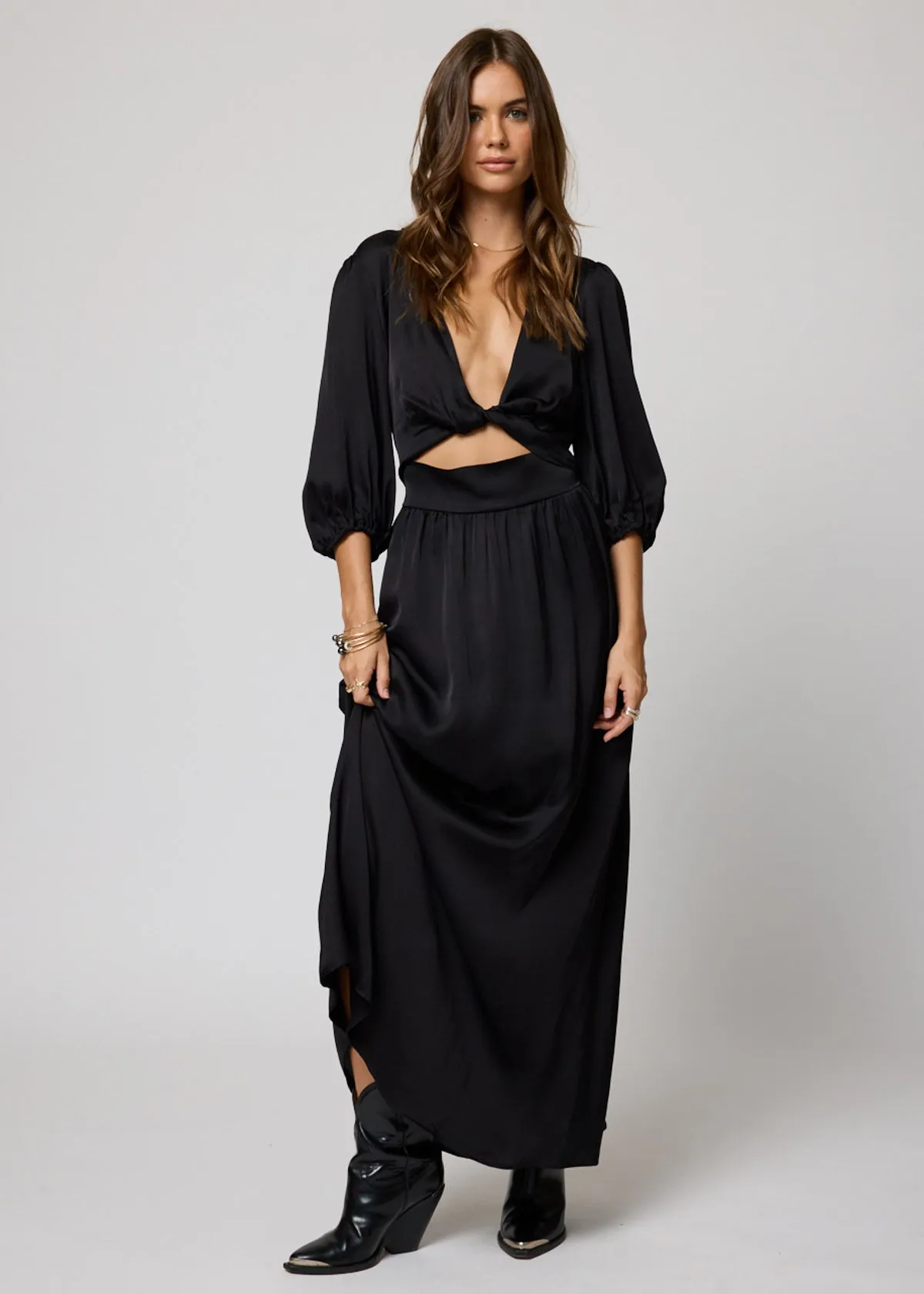 SILKY KNOT FRONT DRESS