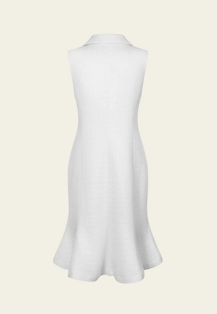 Sleeveless Double-breasted Slit-pocket Fishtail Dress