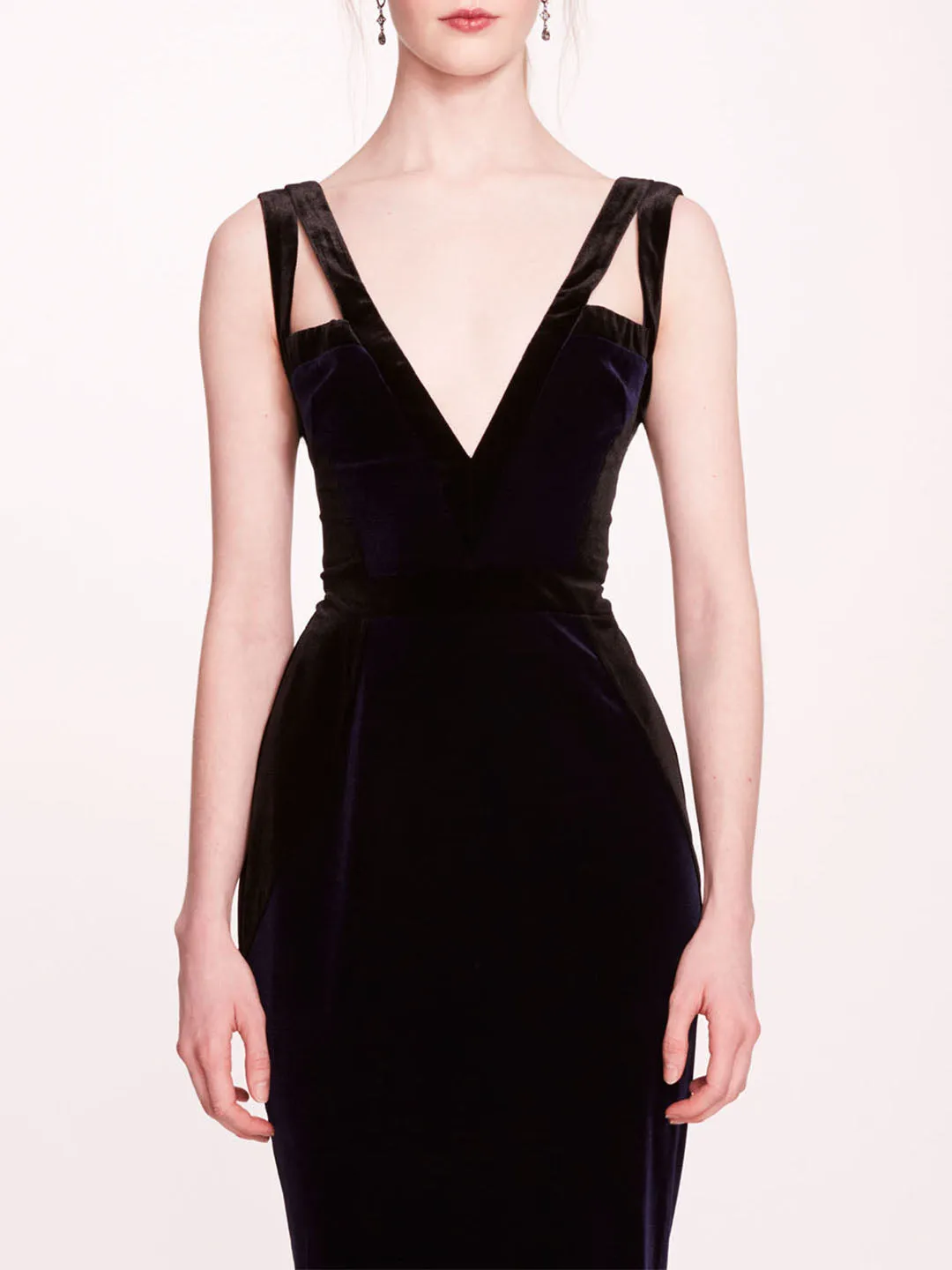 Sleeveless Velvet Column Gown