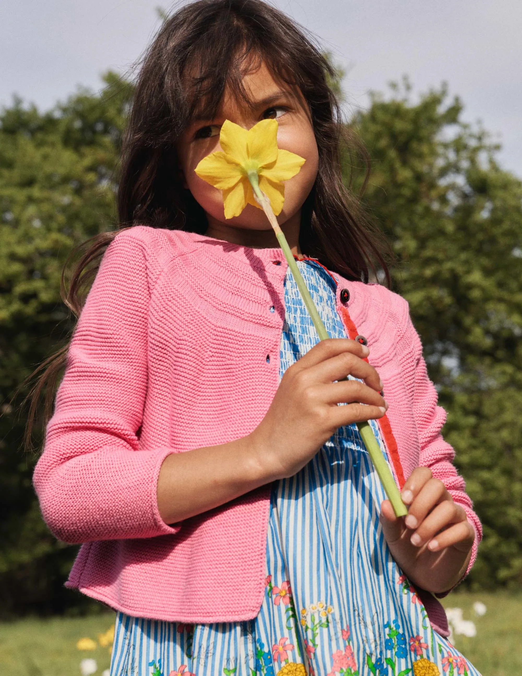 Smocked Woven Dress-Bright Bluebell Floral