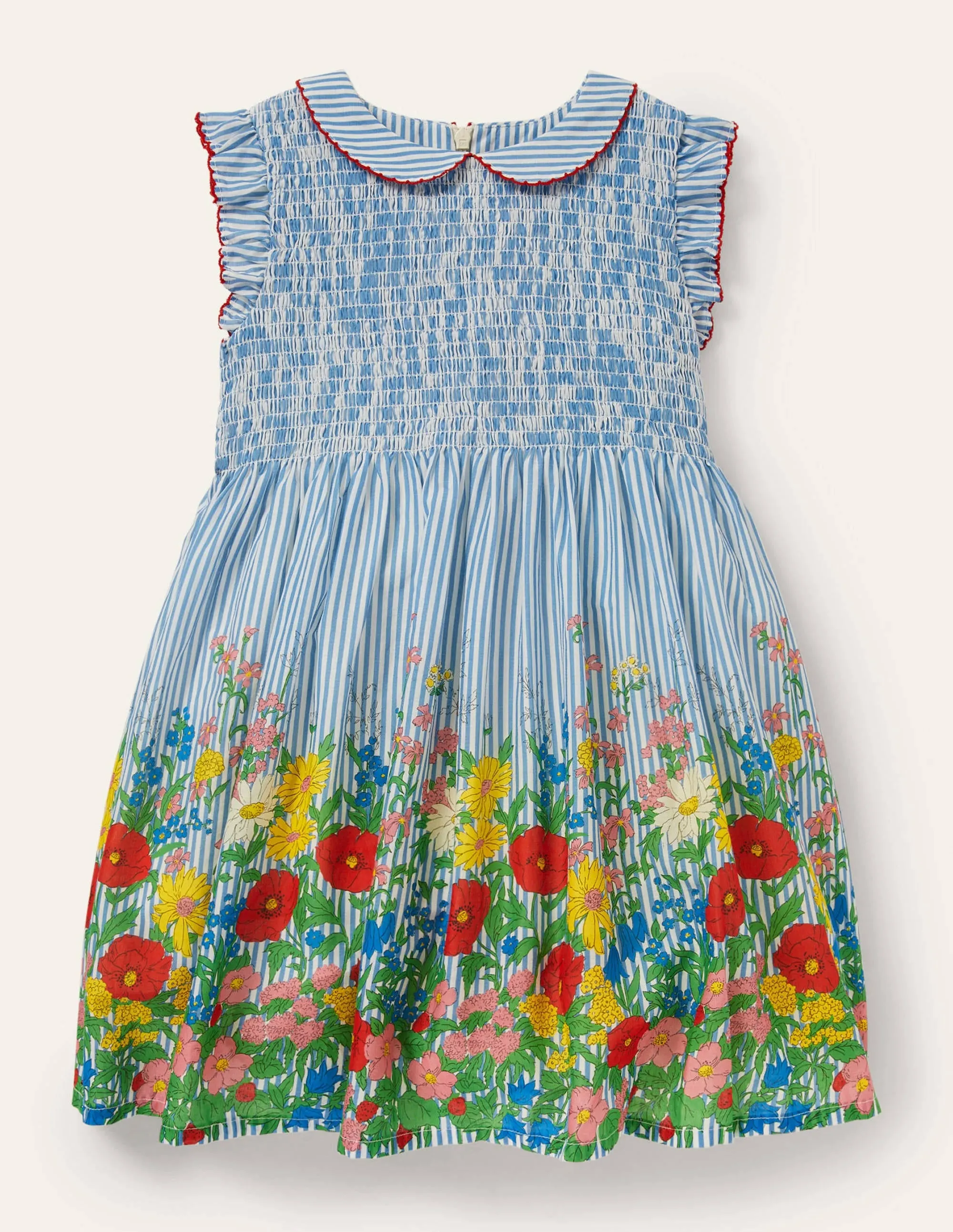 Smocked Woven Dress-Bright Bluebell Floral
