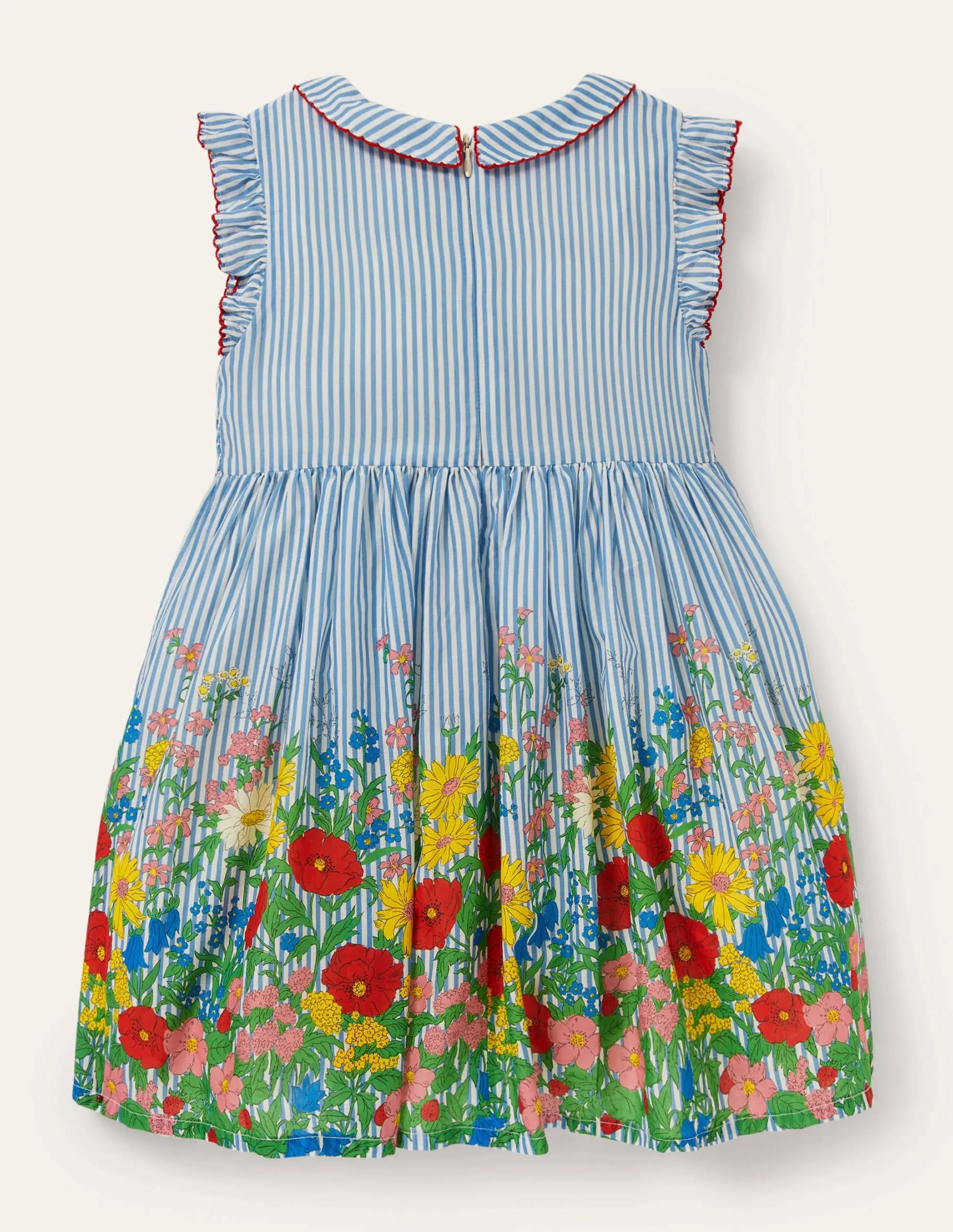 Smocked Woven Dress-Bright Bluebell Floral