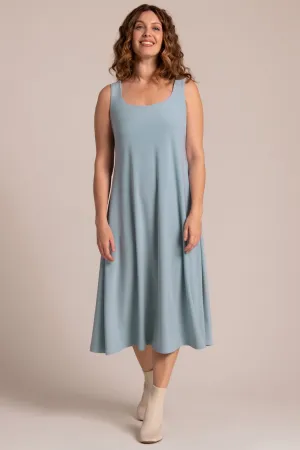 Square Neck Fit and Flare Dress | Stone Blue