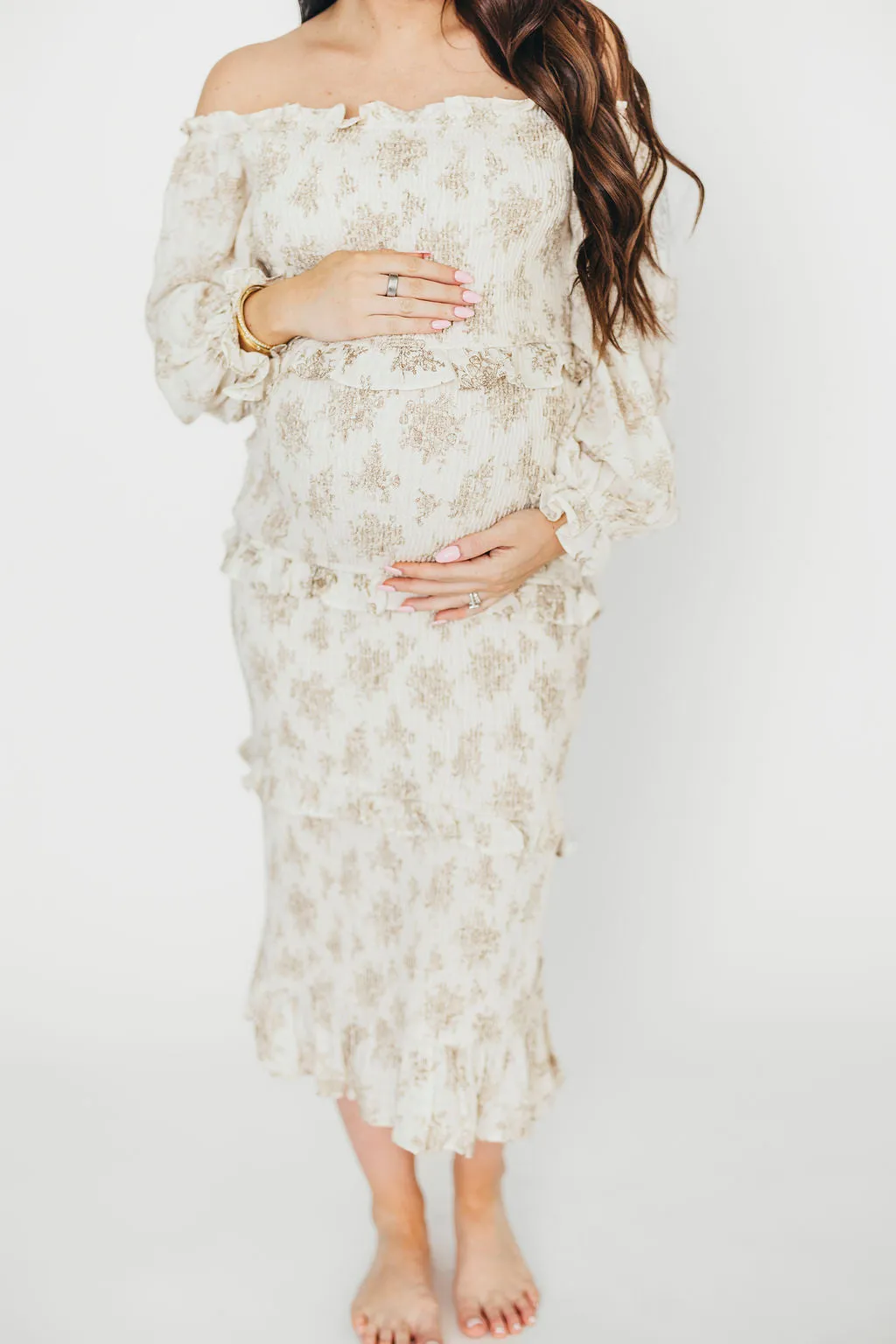 The Chloe Midi Dress in Brown - Bump Friendly