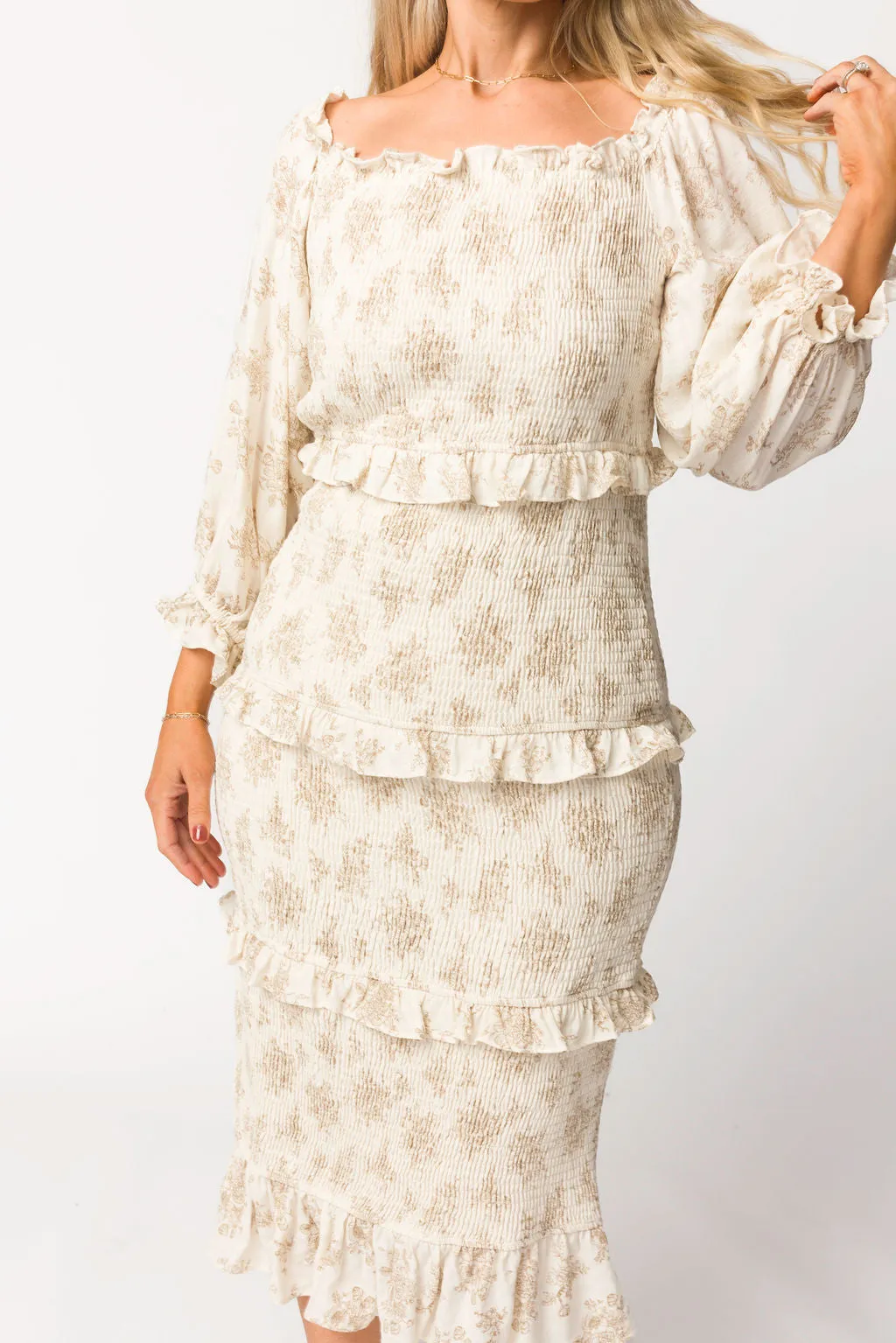 The Chloe Midi Dress in Brown - Bump Friendly