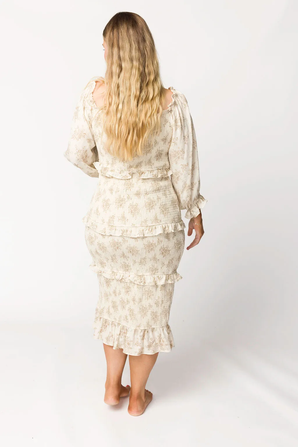 The Chloe Midi Dress in Brown - Bump Friendly