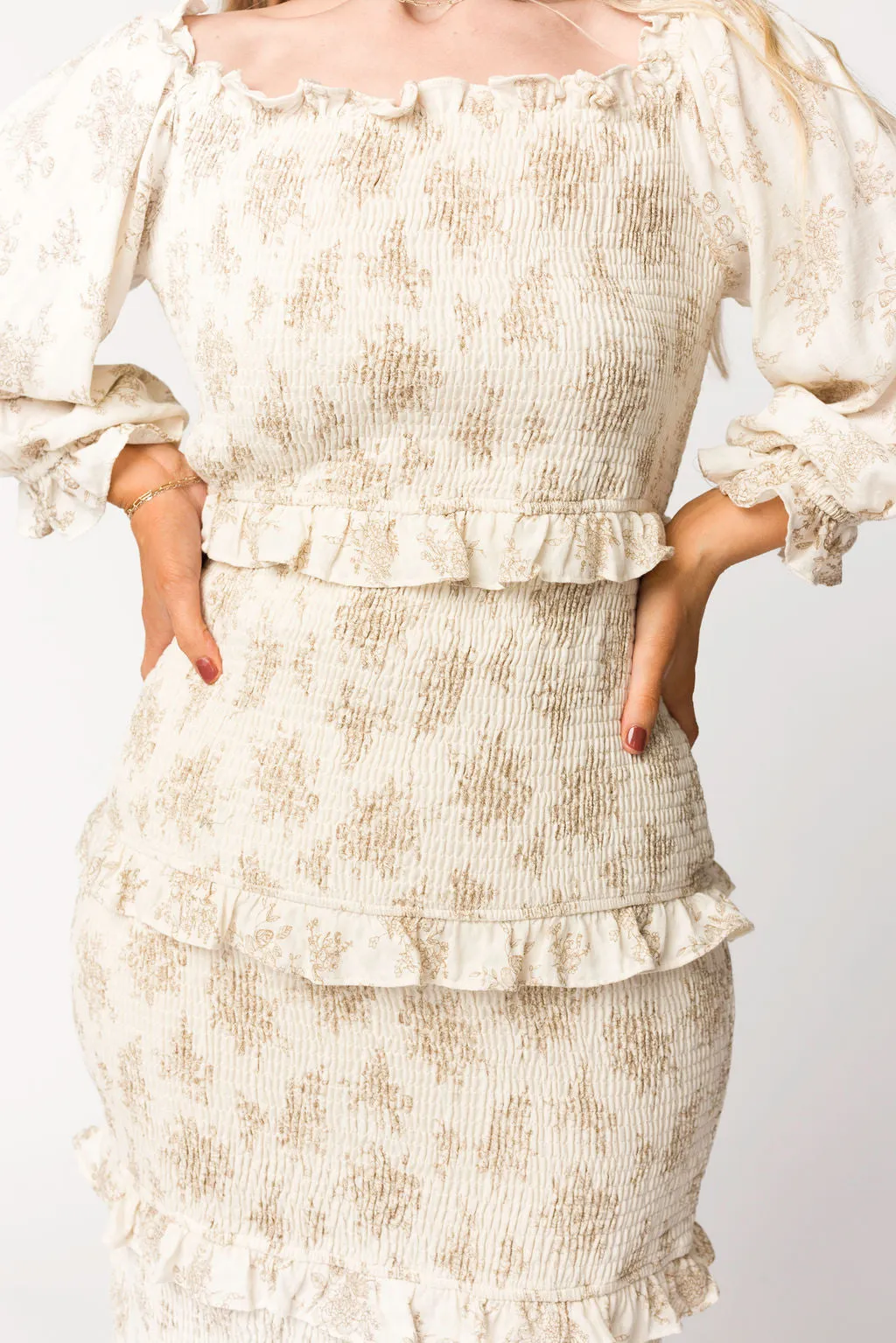 The Chloe Midi Dress in Brown - Bump Friendly