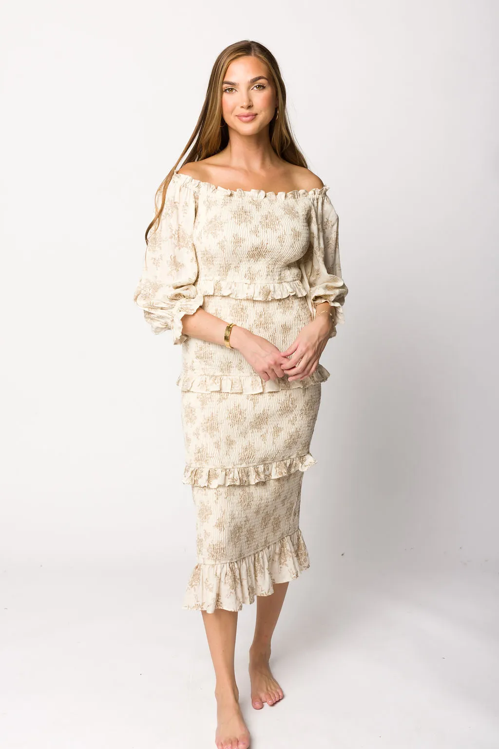 The Chloe Midi Dress in Brown - Bump Friendly
