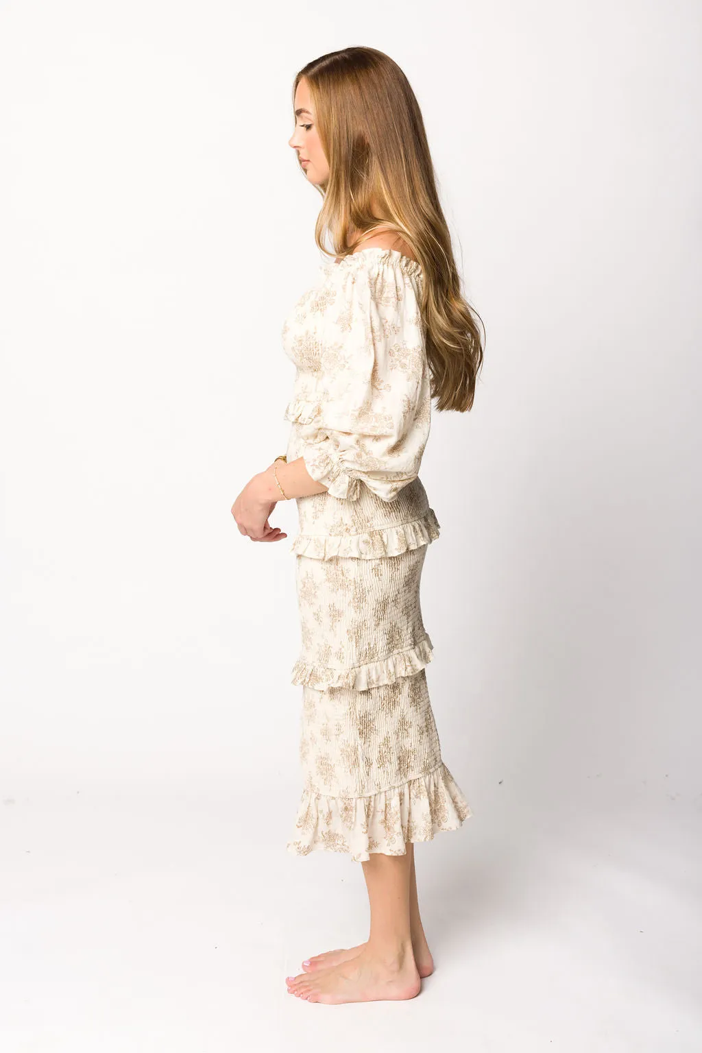 The Chloe Midi Dress in Brown - Bump Friendly