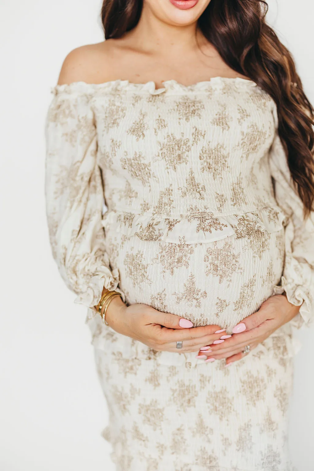 The Chloe Midi Dress in Brown - Bump Friendly