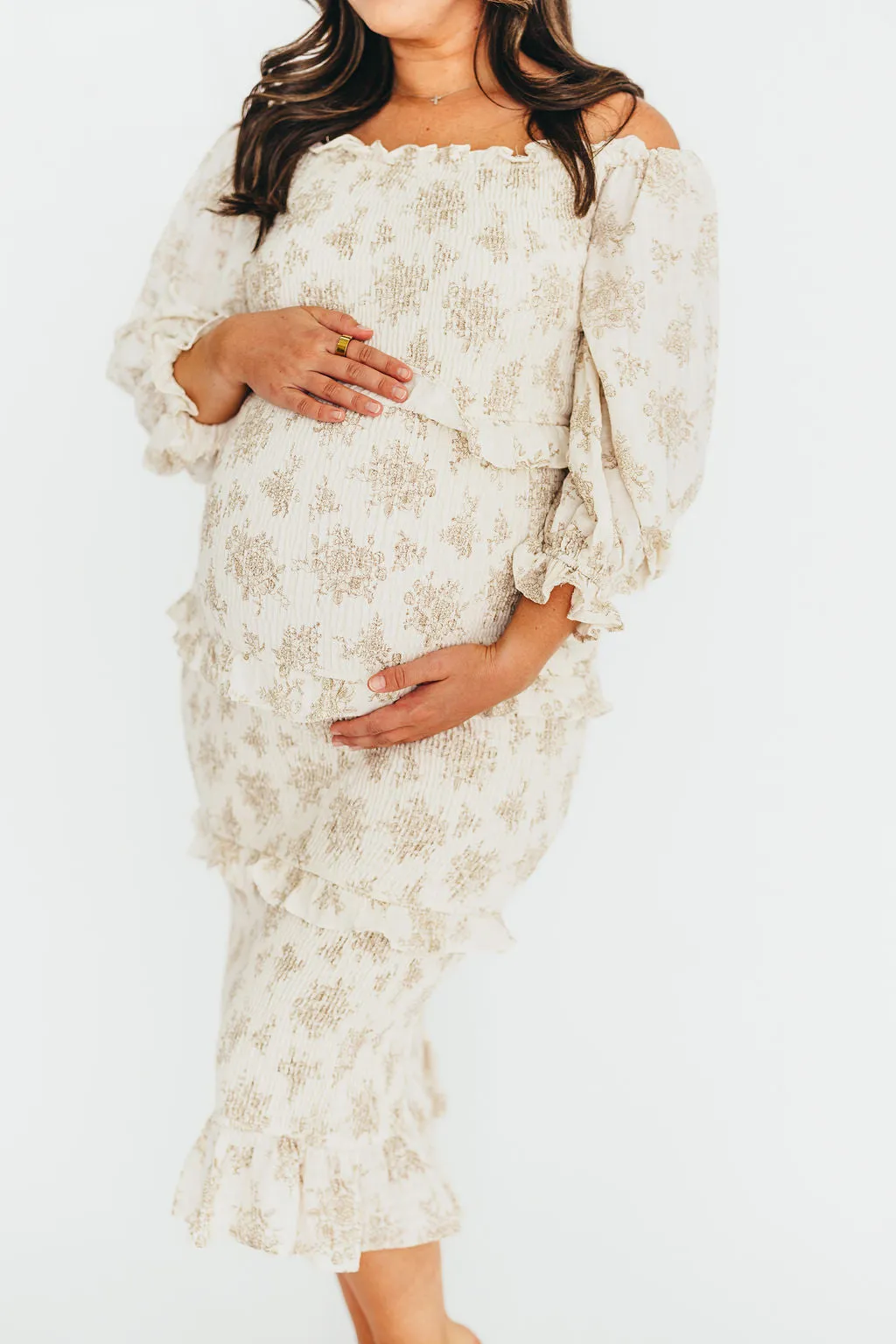 The Chloe Midi Dress in Brown - Bump Friendly