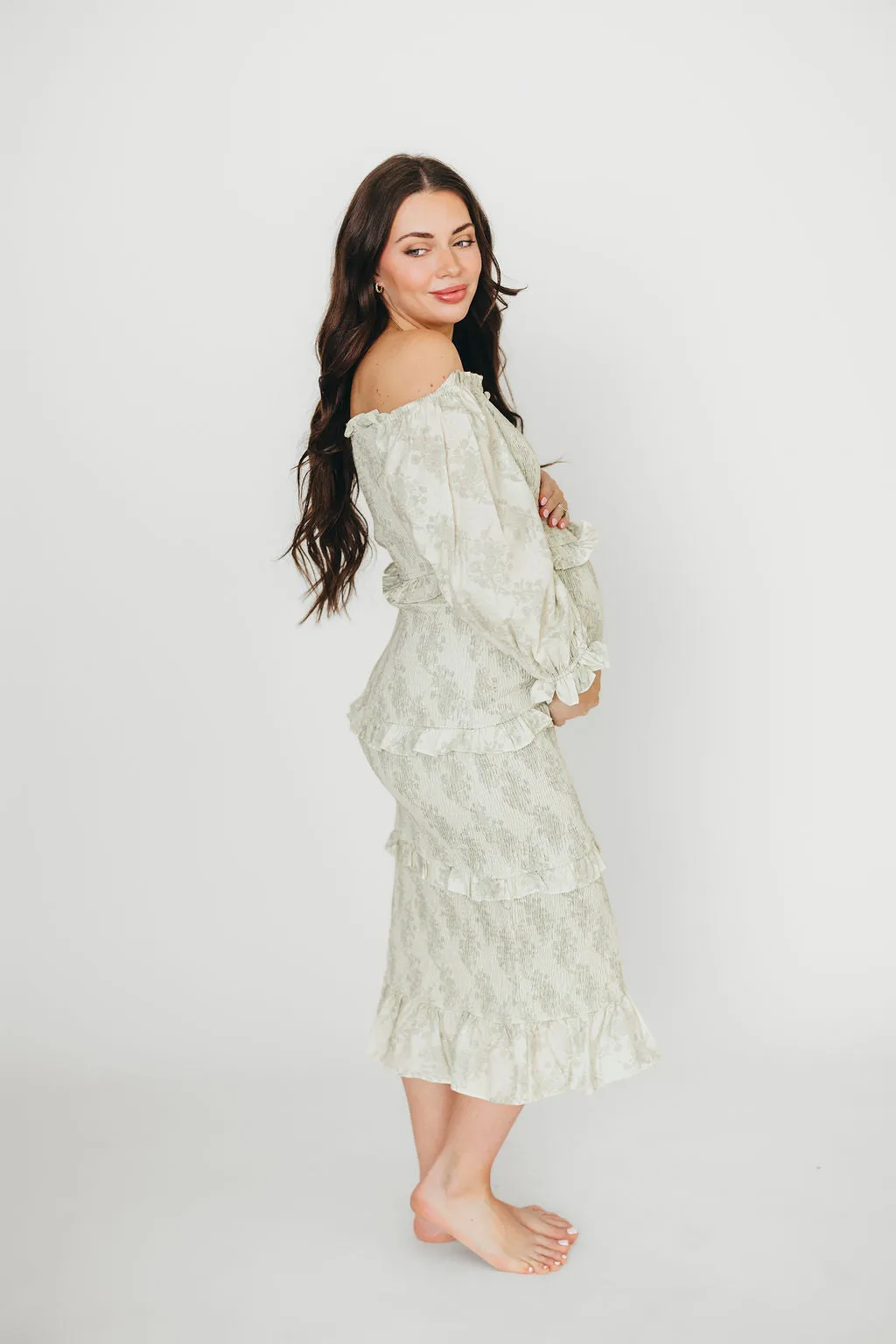 The Chloe Midi Dress in Sage - Bump Friendly