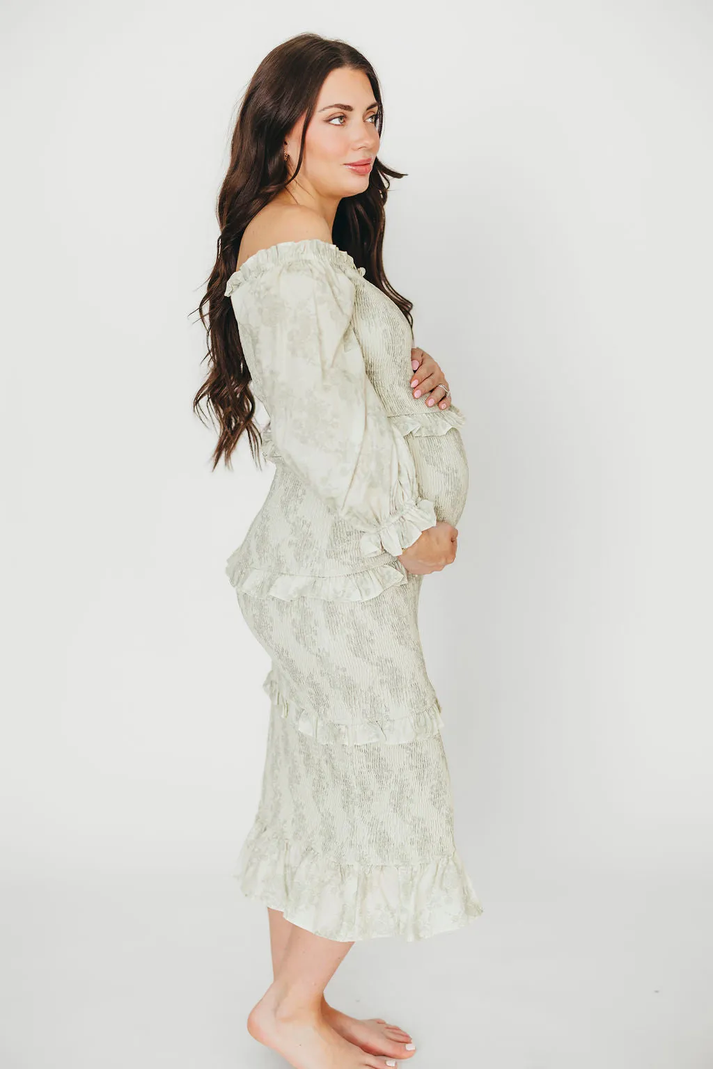 The Chloe Midi Dress in Sage - Bump Friendly