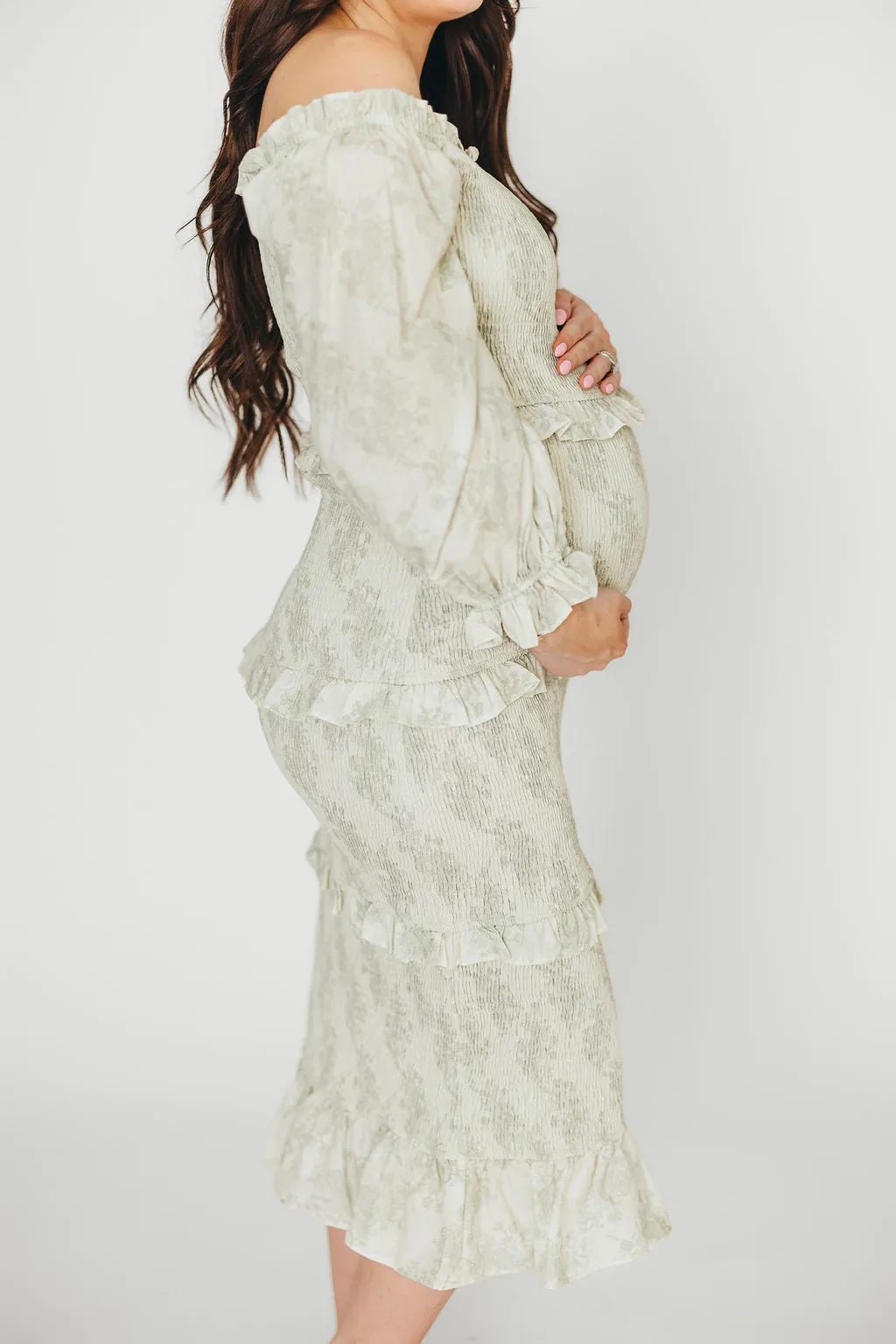 The Chloe Midi Dress in Sage - Bump Friendly