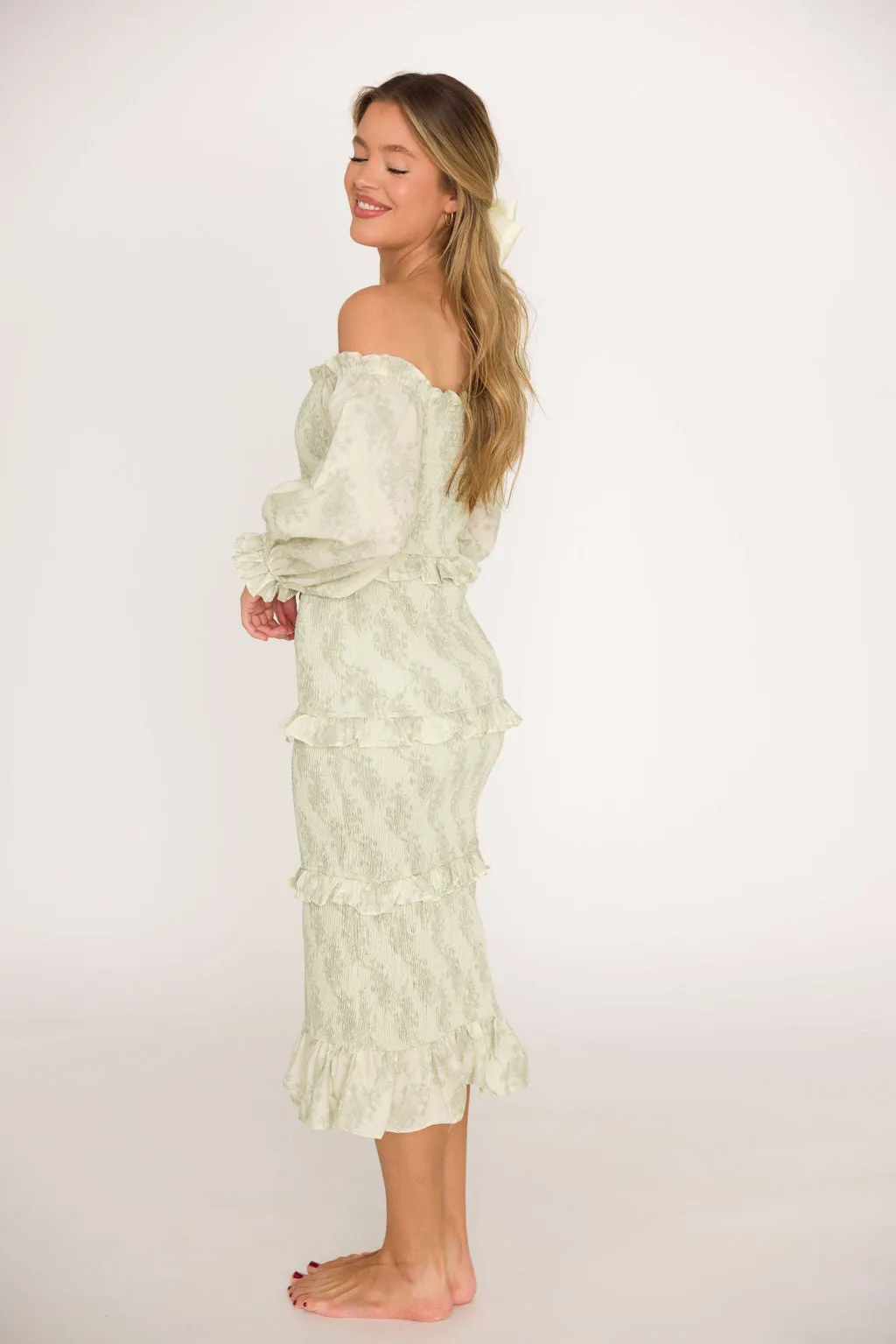 The Chloe Midi Dress in Sage - Bump Friendly