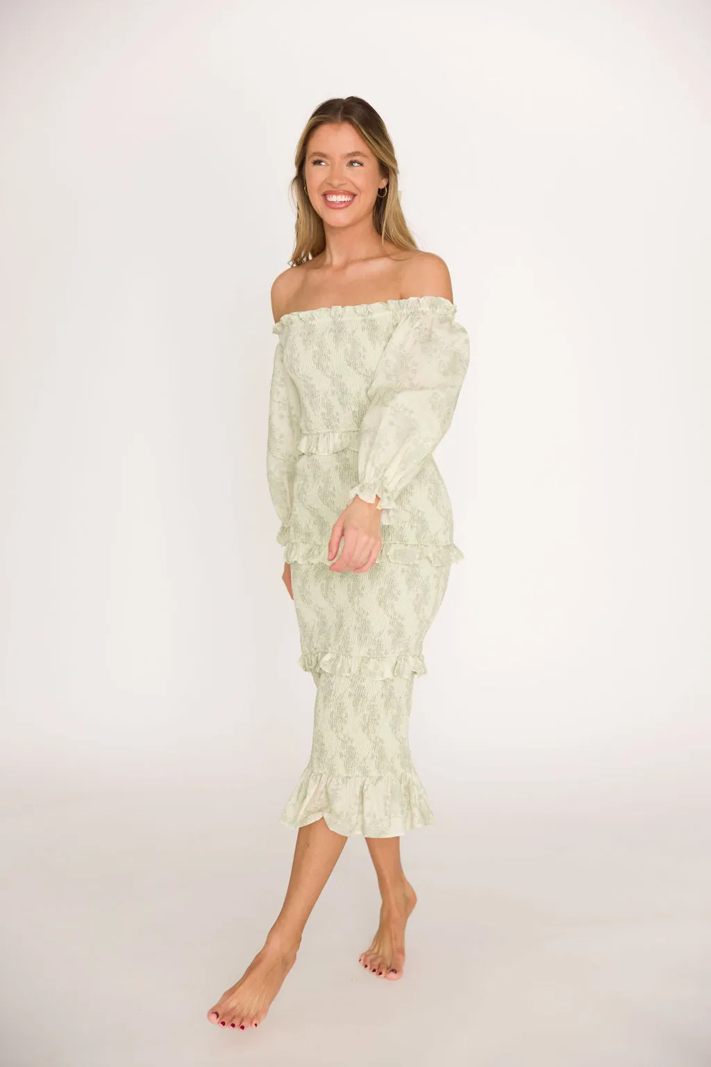 The Chloe Midi Dress in Sage - Bump Friendly