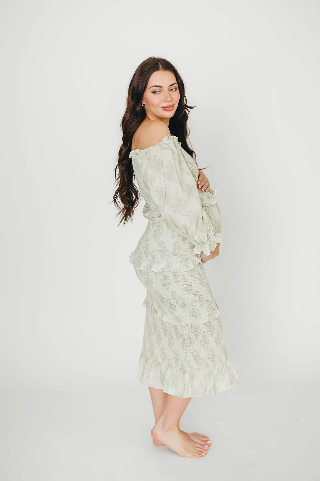 The Chloe Midi Dress in Sage - Bump Friendly