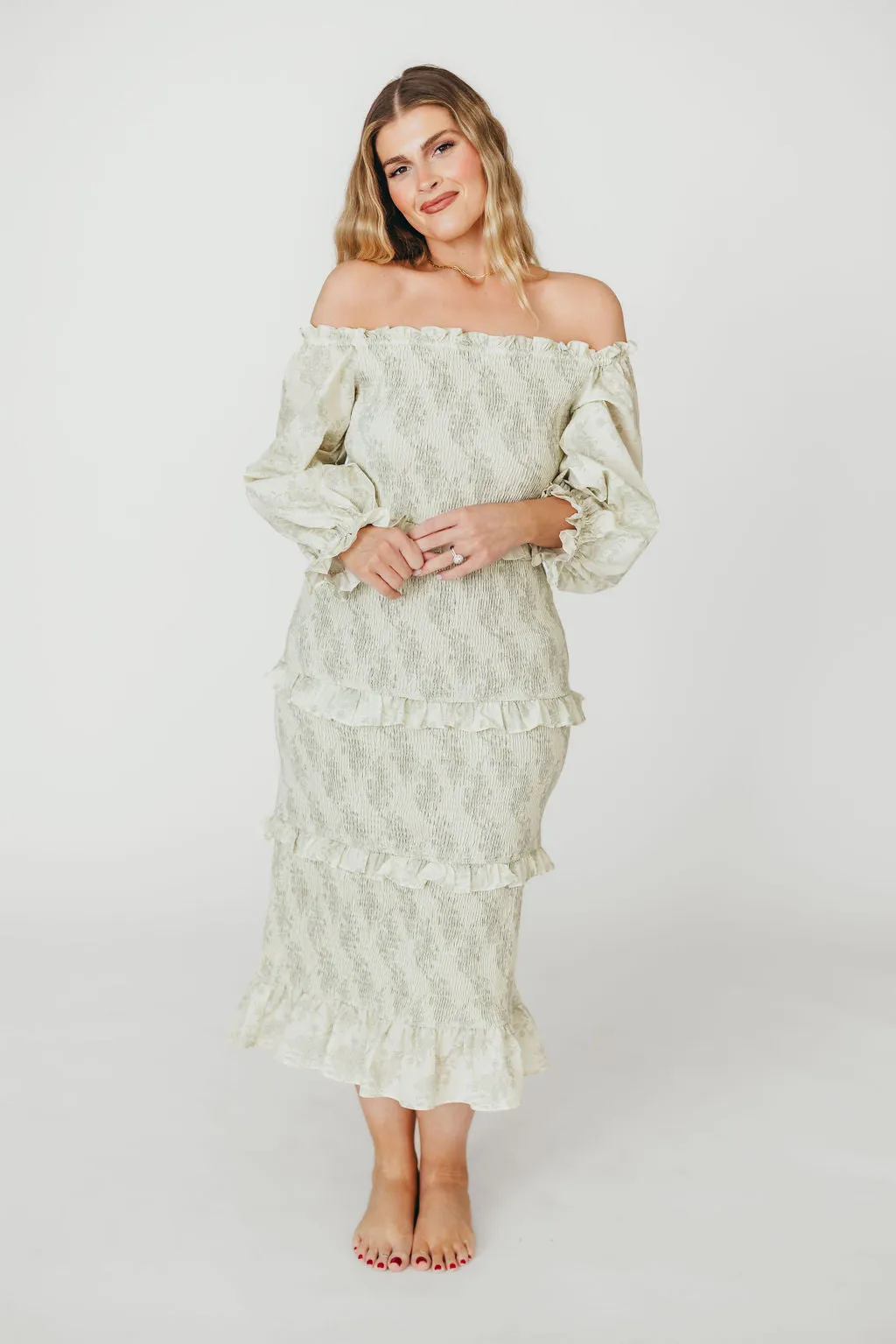 The Chloe Midi Dress in Sage - Bump Friendly