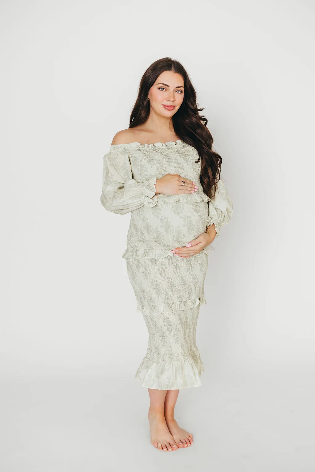 The Chloe Midi Dress in Sage - Bump Friendly