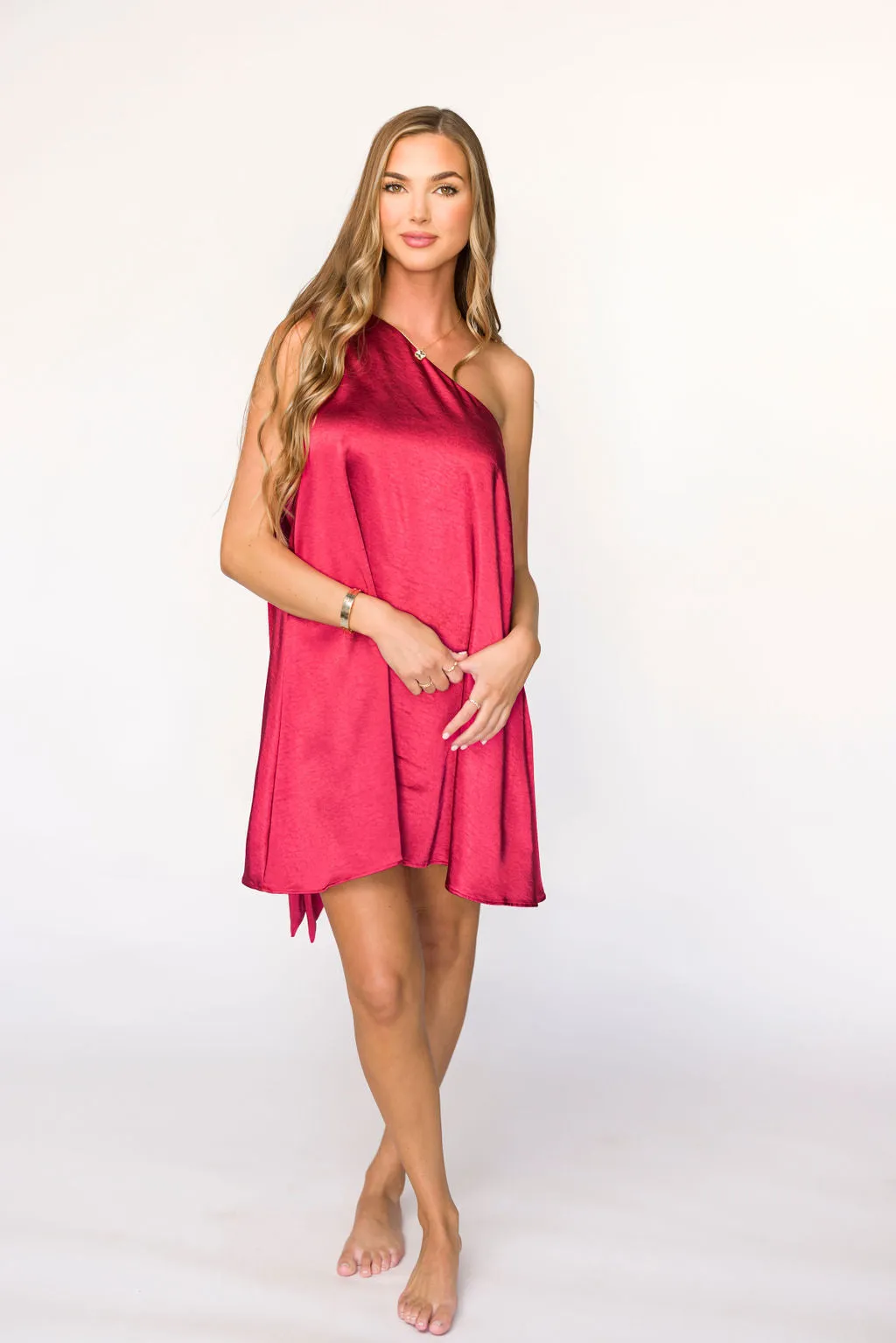 Tie a Bow Mini Dress in Ruby