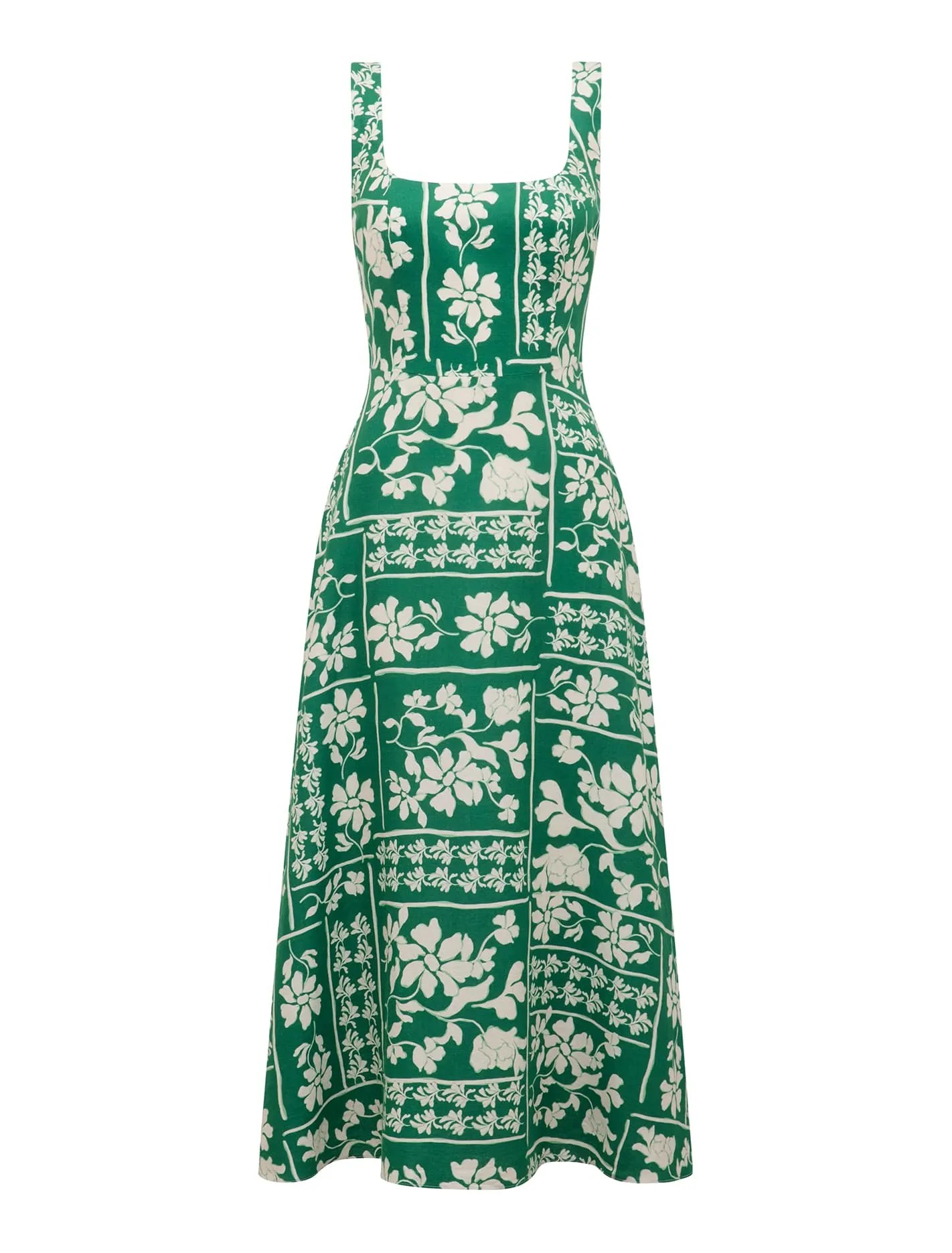 Tori Square Neck Linen Midi Dress