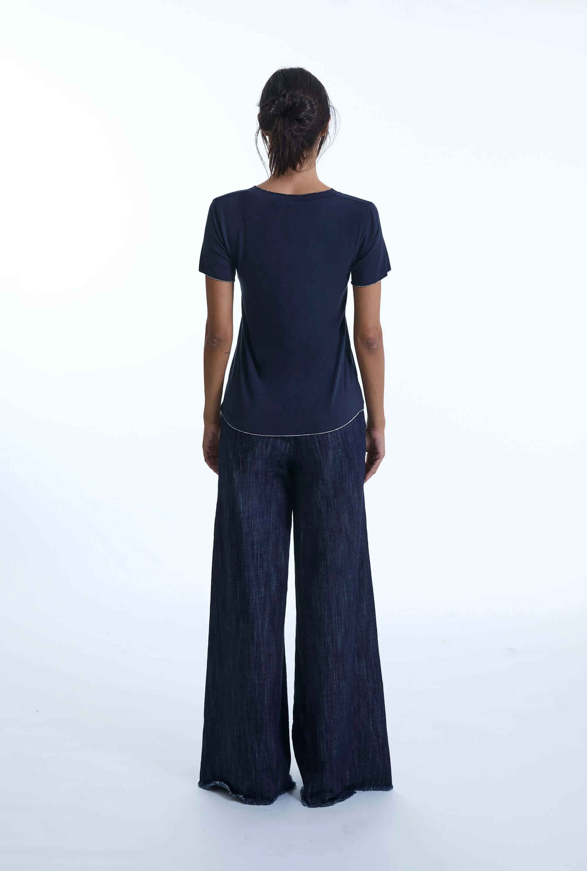 V-neck Denim T-shirt