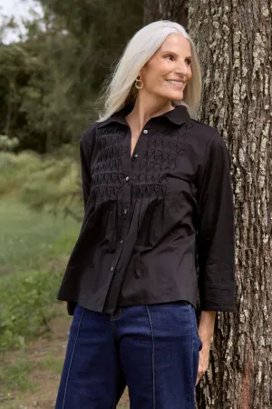 Vivienne Pintuck Blouse in Black