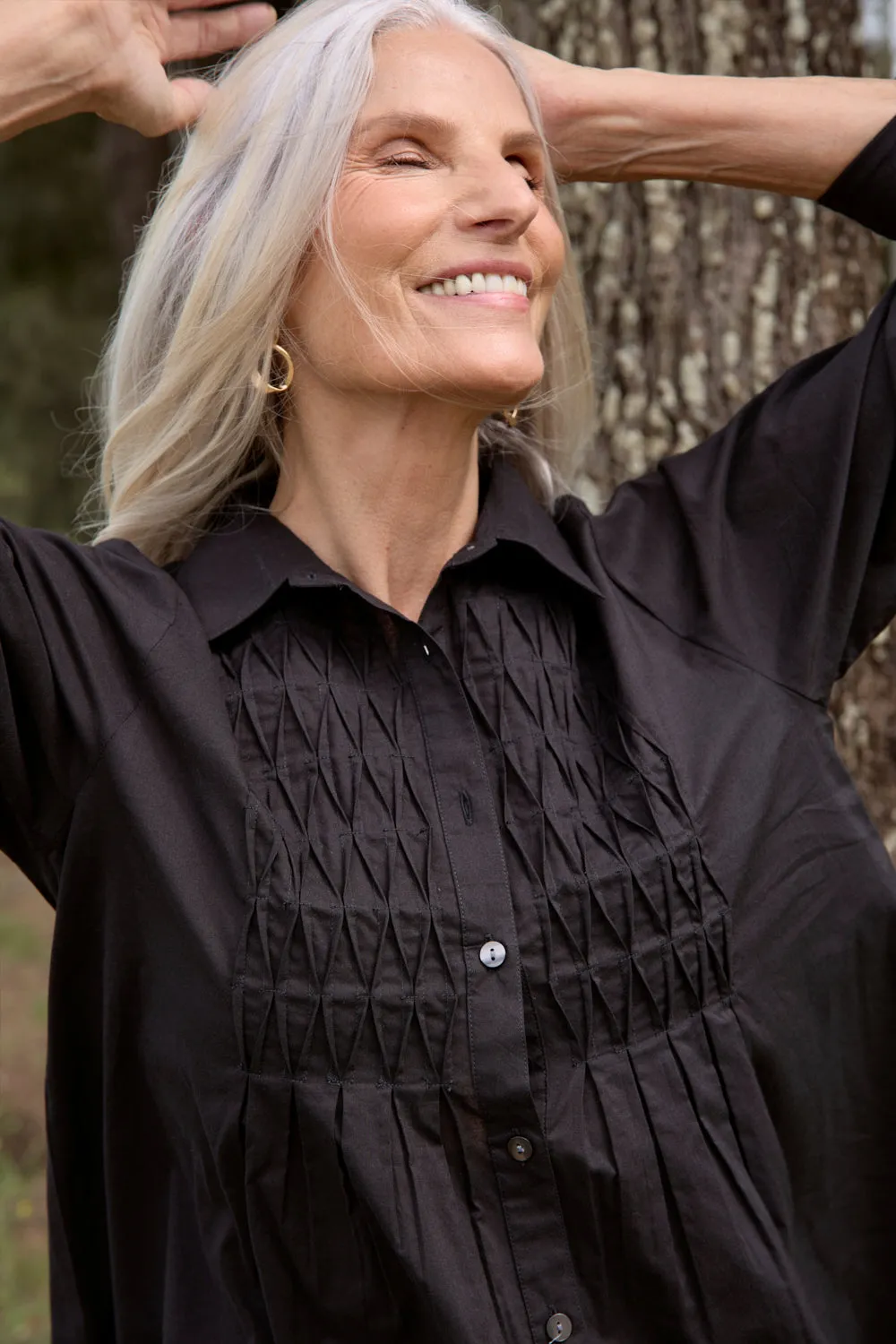 Vivienne Pintuck Blouse in Black