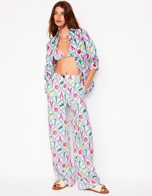 Westbourne Linen Trousers-Ivory. Tropical Bonanza Vine