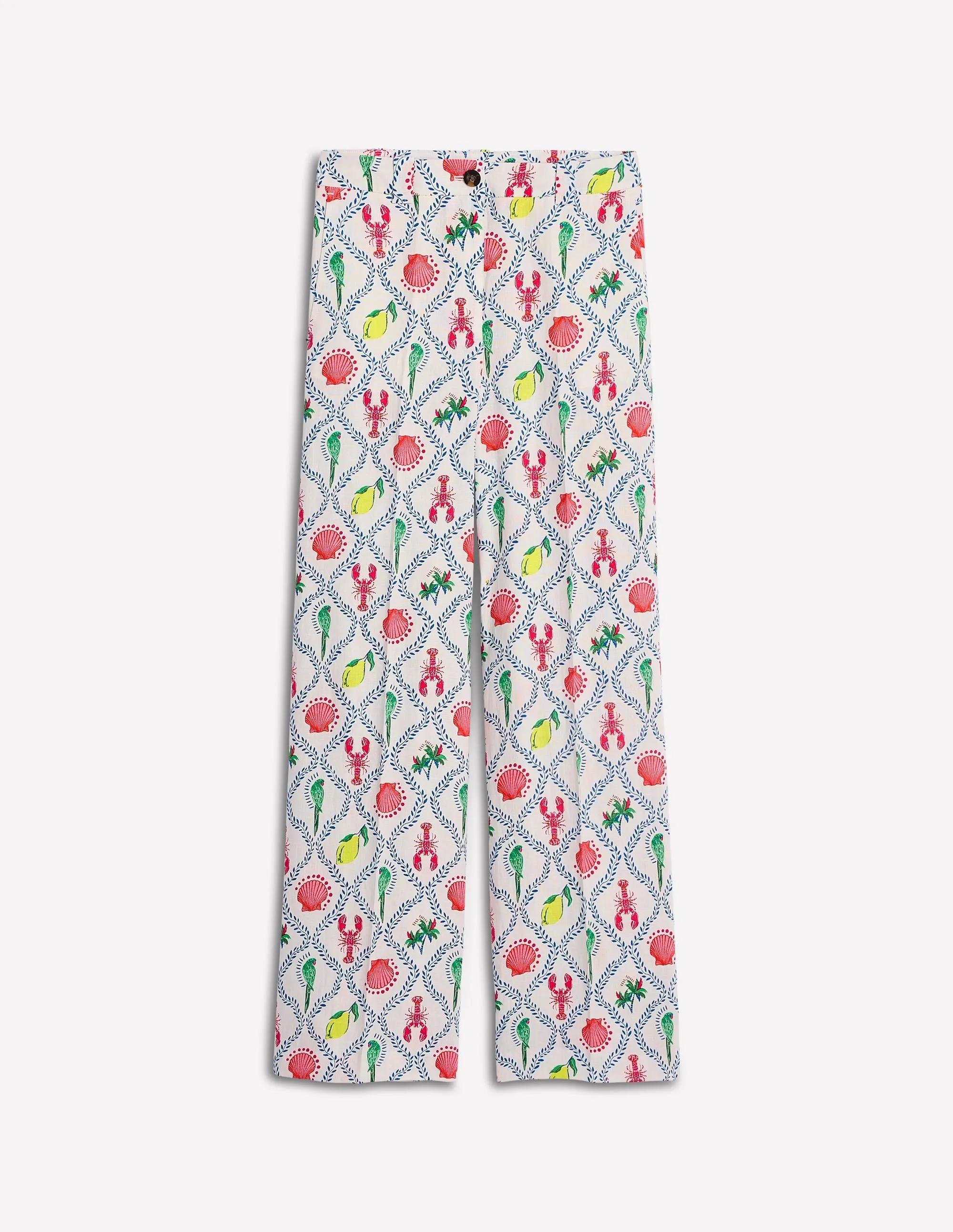 Westbourne Linen Trousers-Ivory. Tropical Bonanza Vine